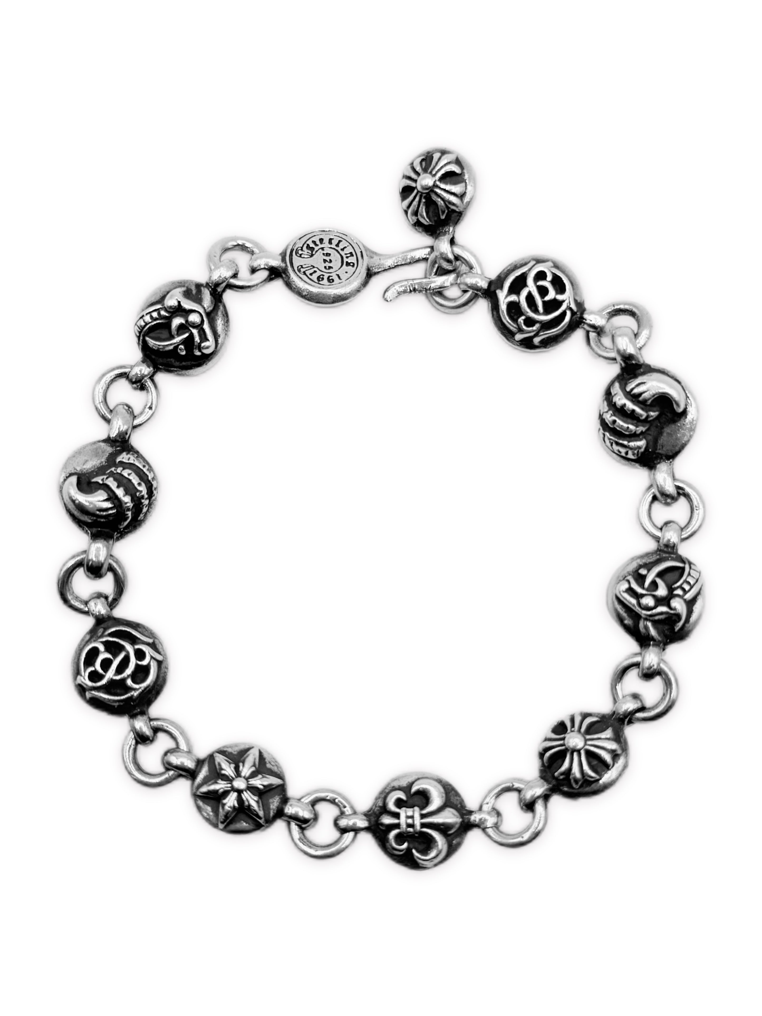 Chrome Hearts Elemental Cross Ball #2 .925 Silver Bracelet