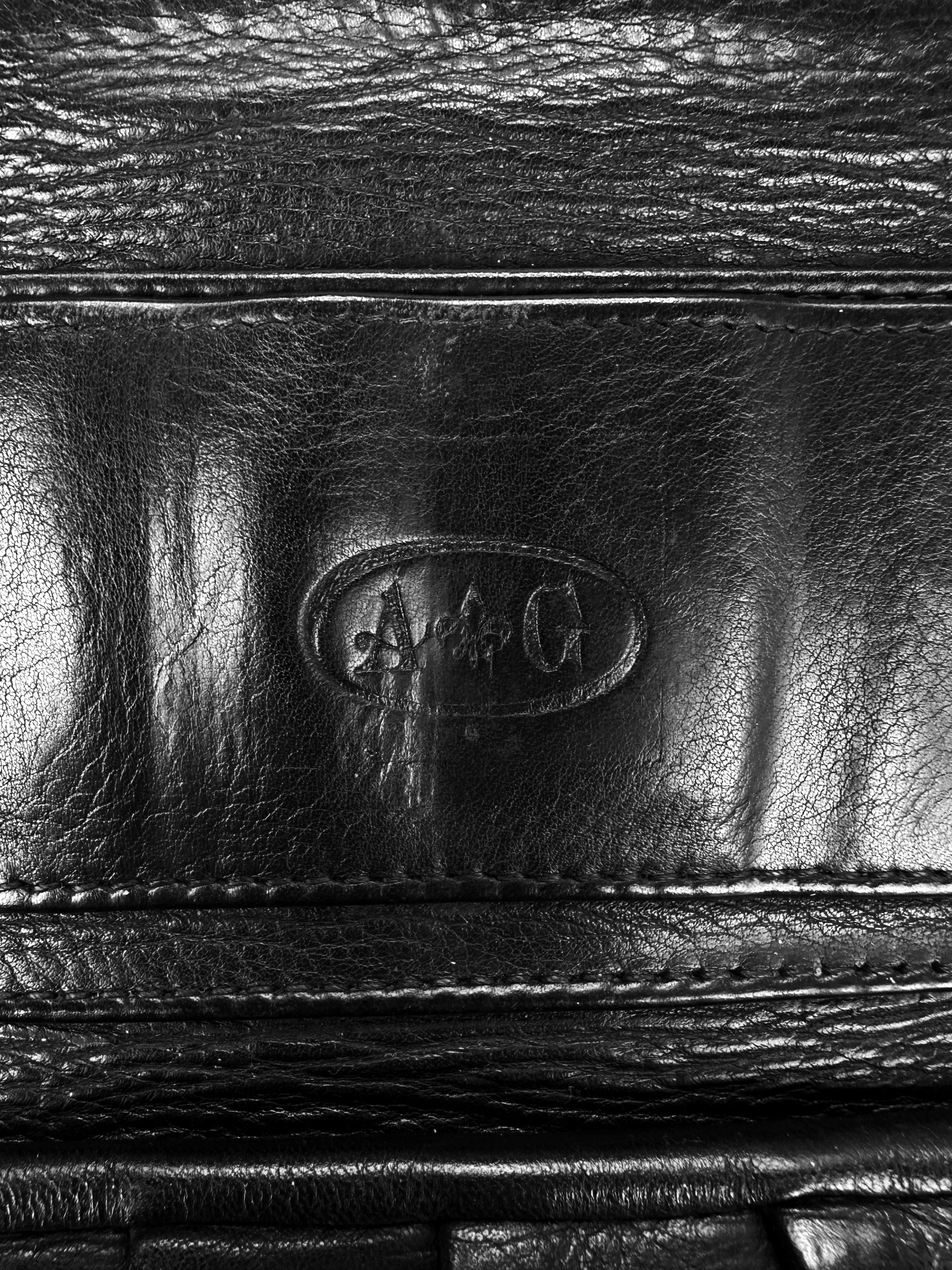 90s A&amp;G Rock ‘n Roll Couture .925 Silver Leather Trifold Wallet
