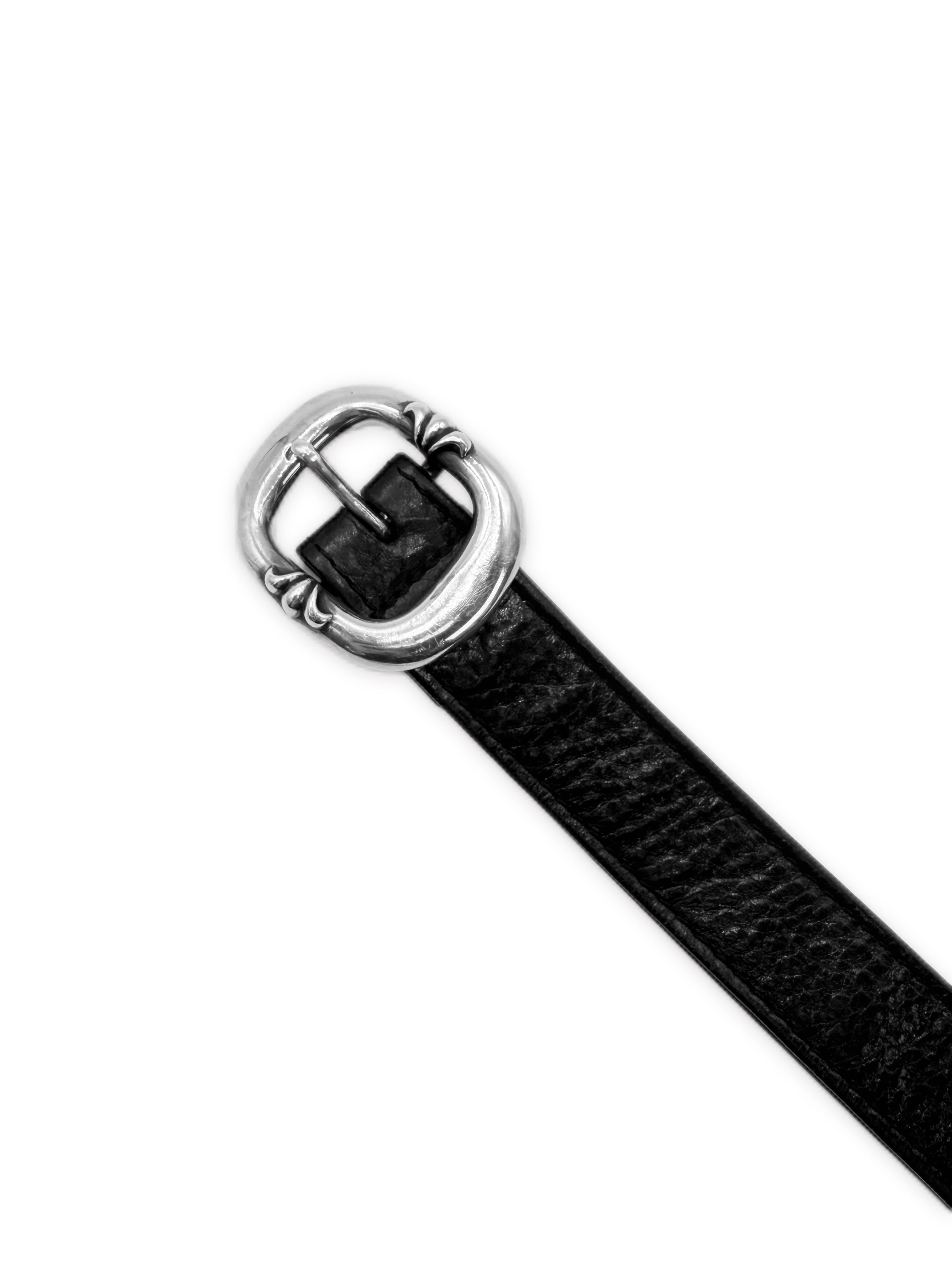 Chrome Hearts 1 inch Gunslinger .925 Silver Black Leather Belt