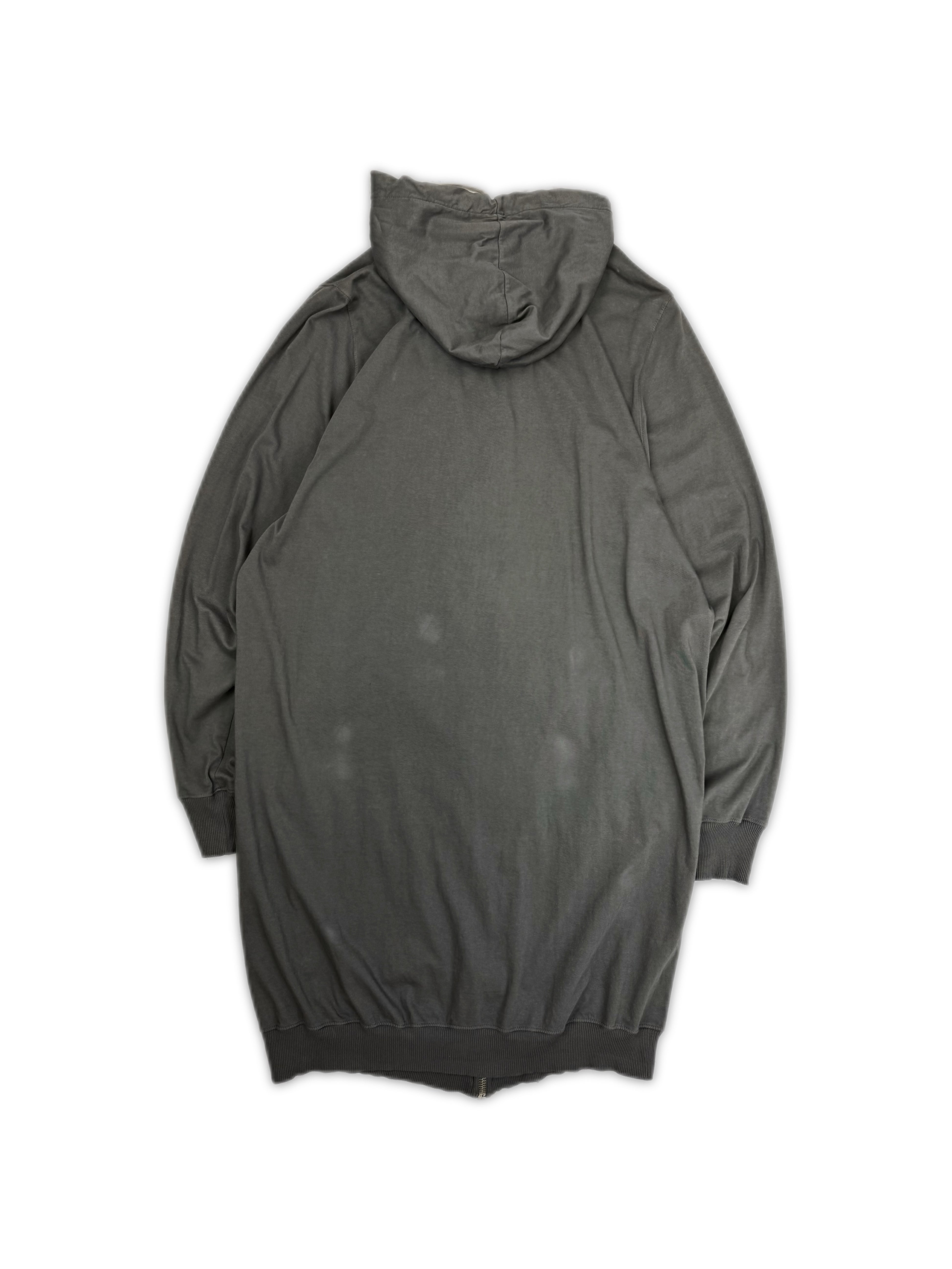 Rick Owens Grey Long Zip-up Lightweight Hoodie