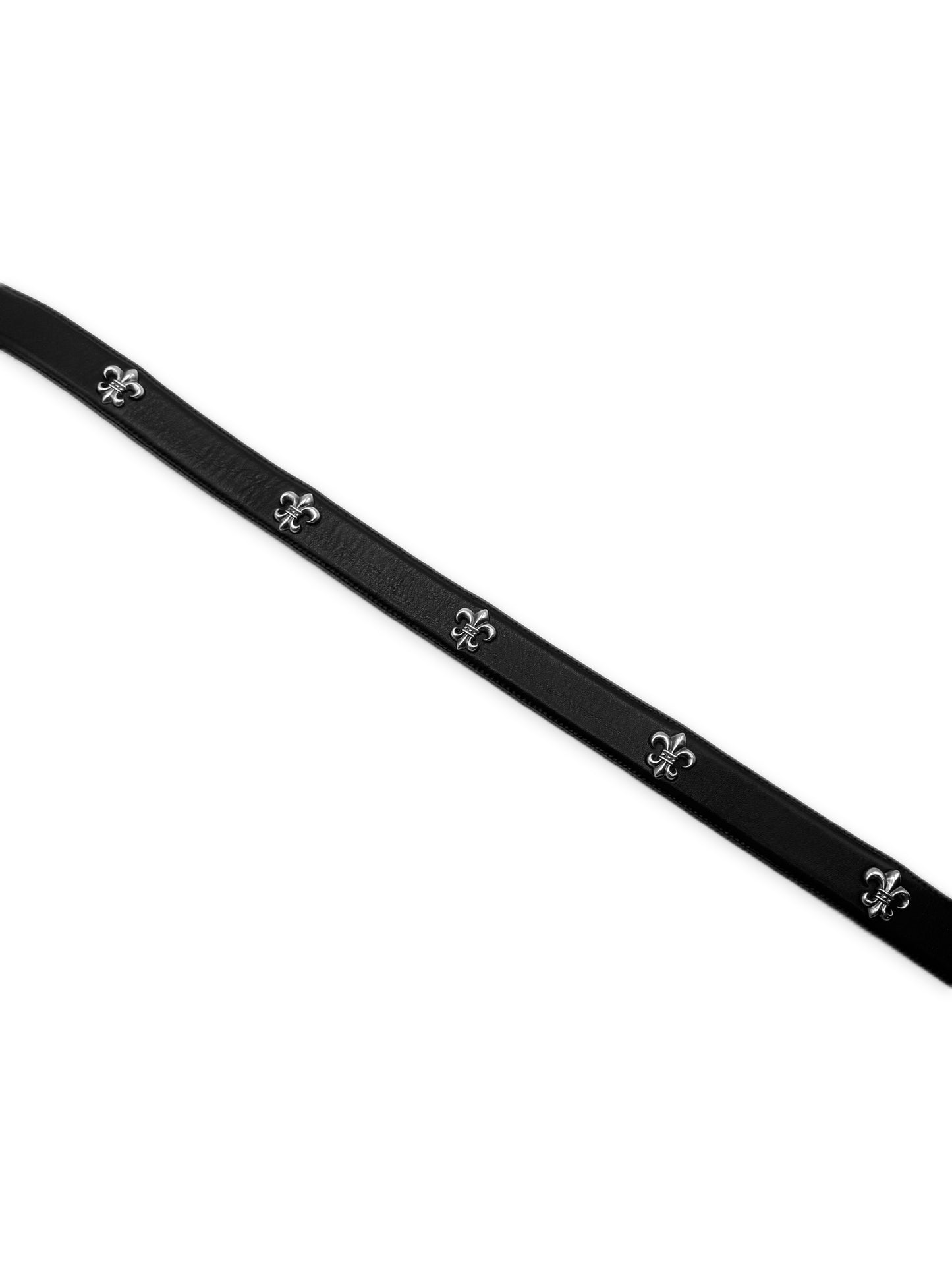 Chrome Hearts Fleur de Lis Pendant .925 Silver Leather Belt Strap