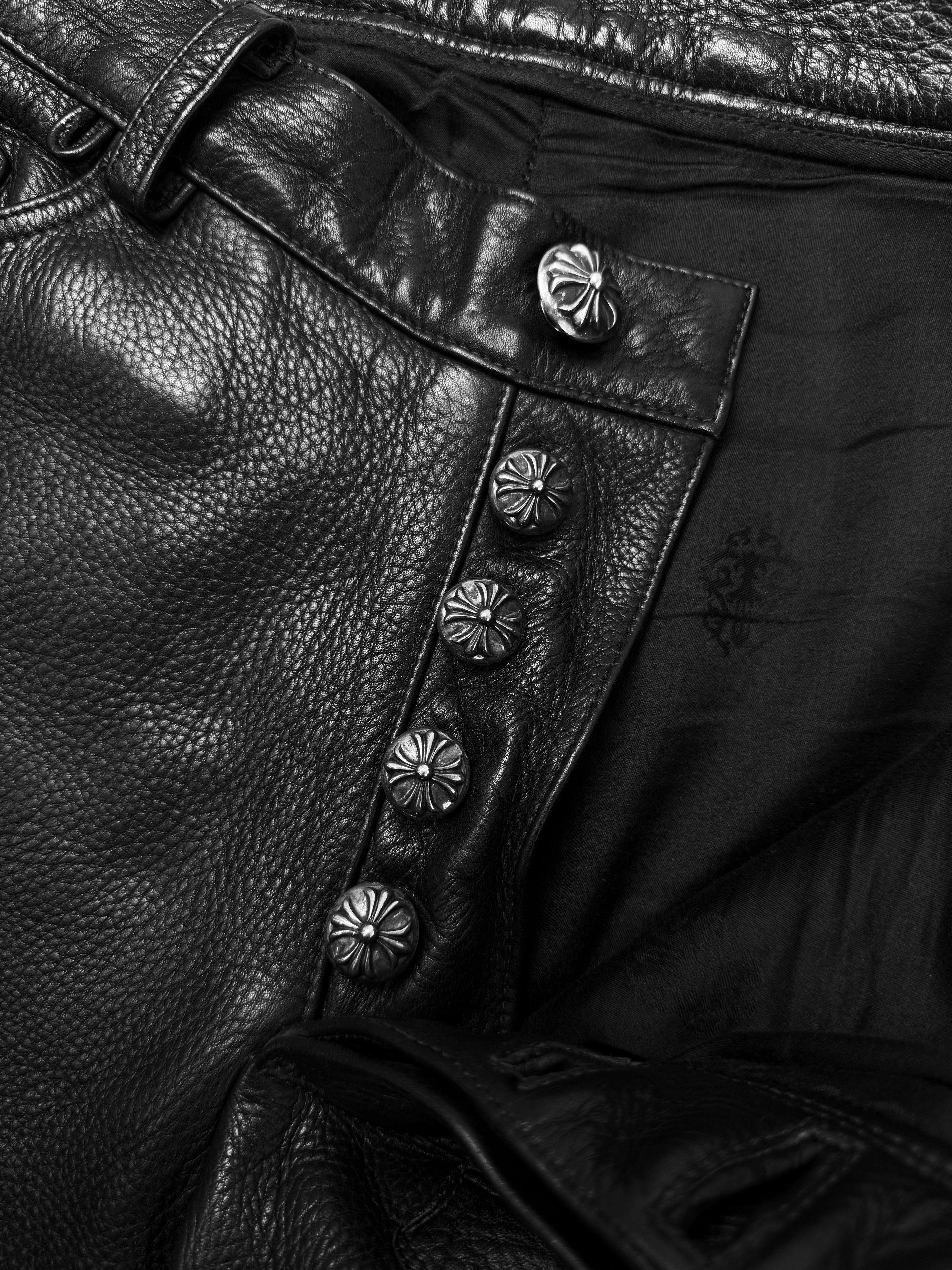 Chrome Hearts 32 Cross Patch Red Patent Leather Fleur Knee Pants