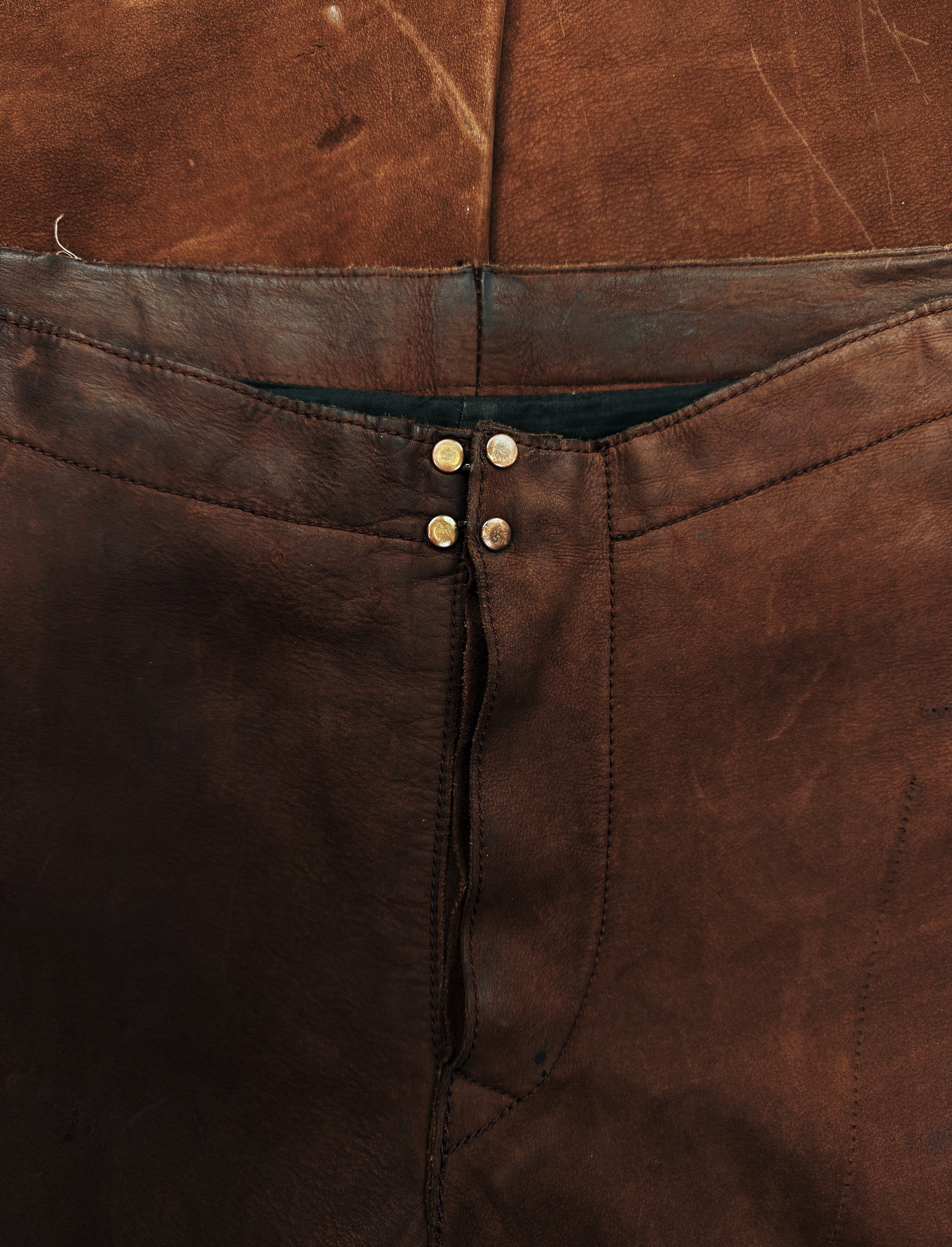 AW01 Maison Margiela ‘Anatomical’ Raw Cowhide Leather Pants
