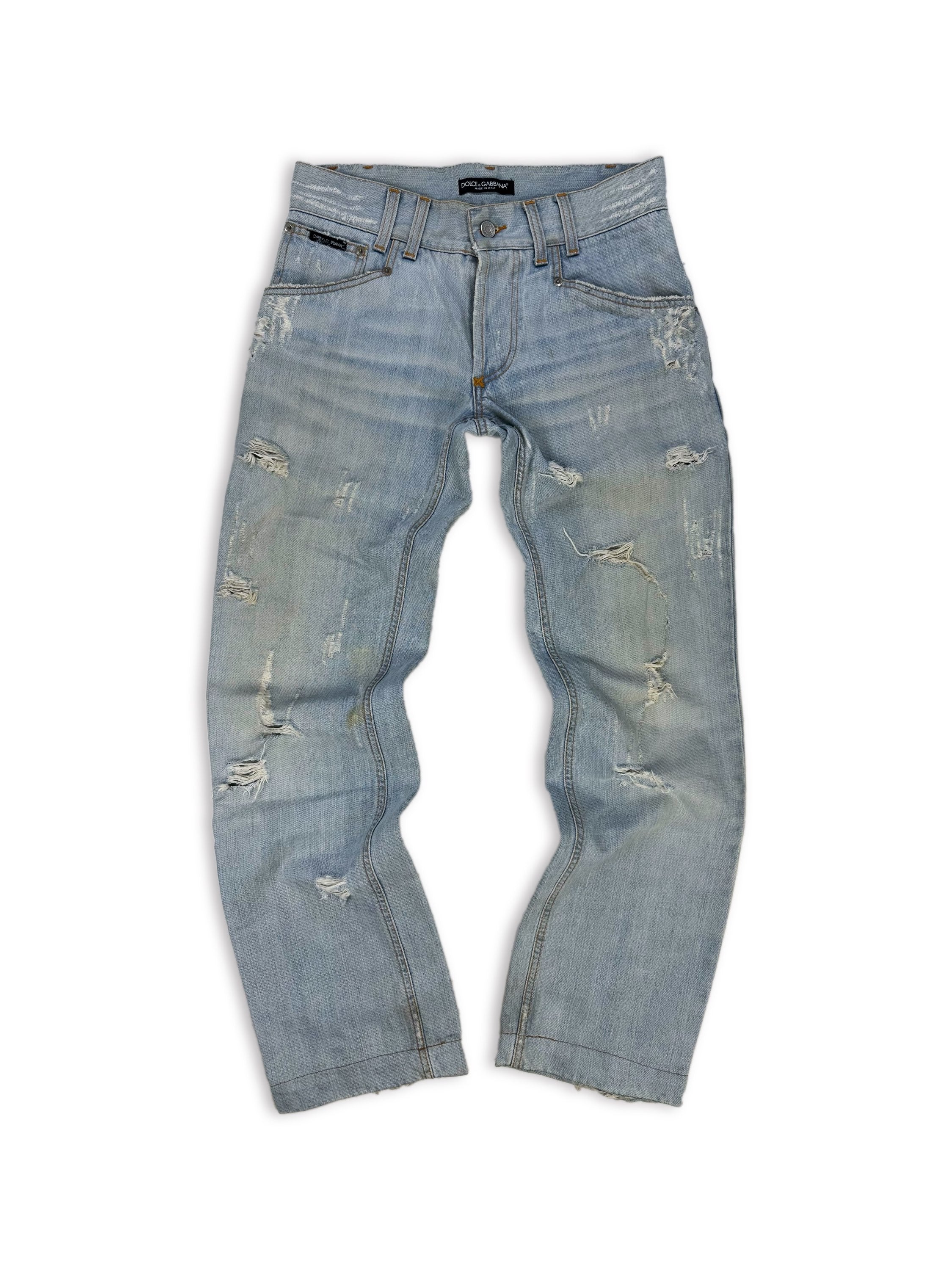00s Dolce & Gabbana Light Wash Distressed Denim