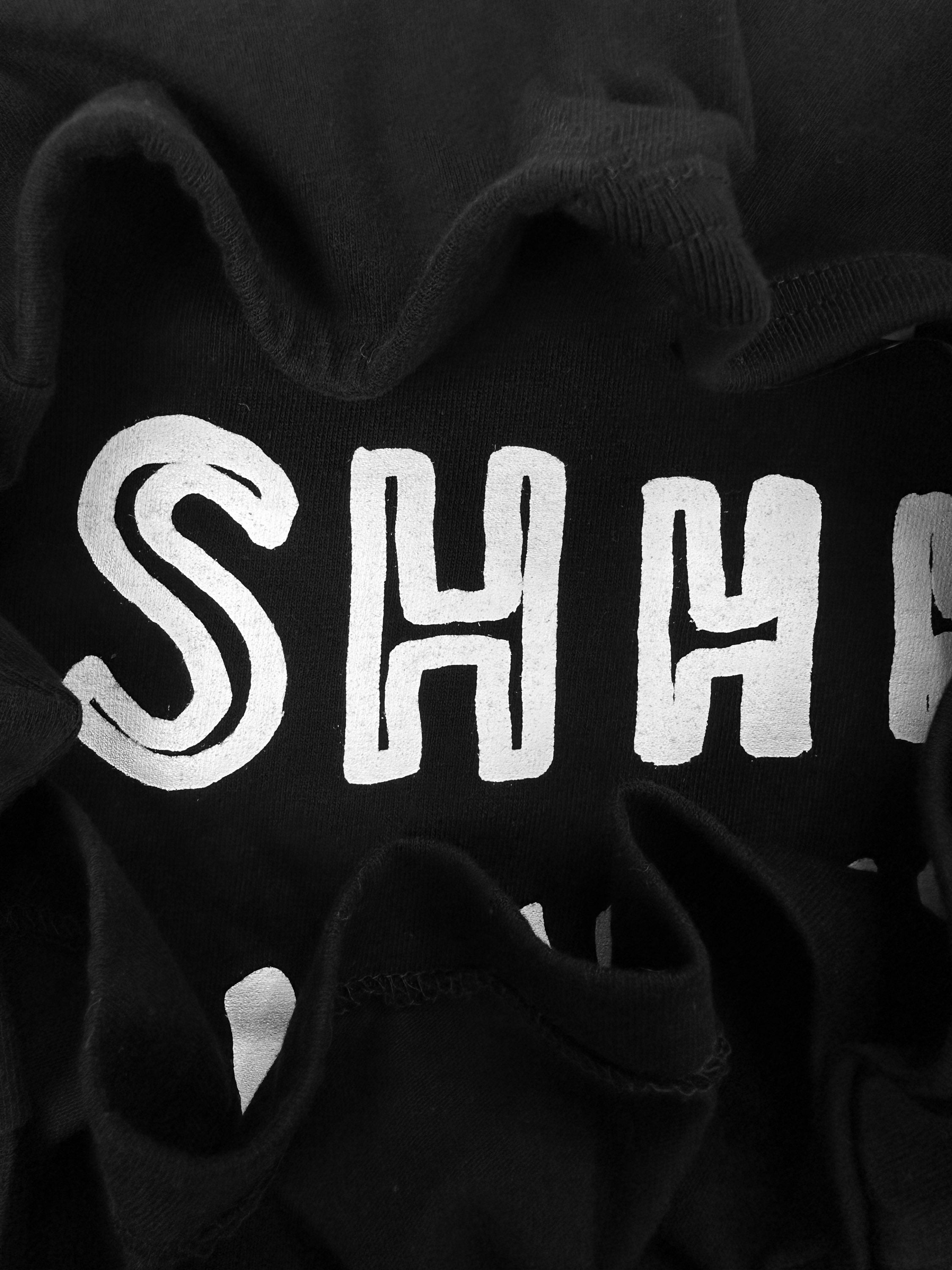 00s Comme des Garçons ‘Shhh…’ Black Slogan T-Shirt