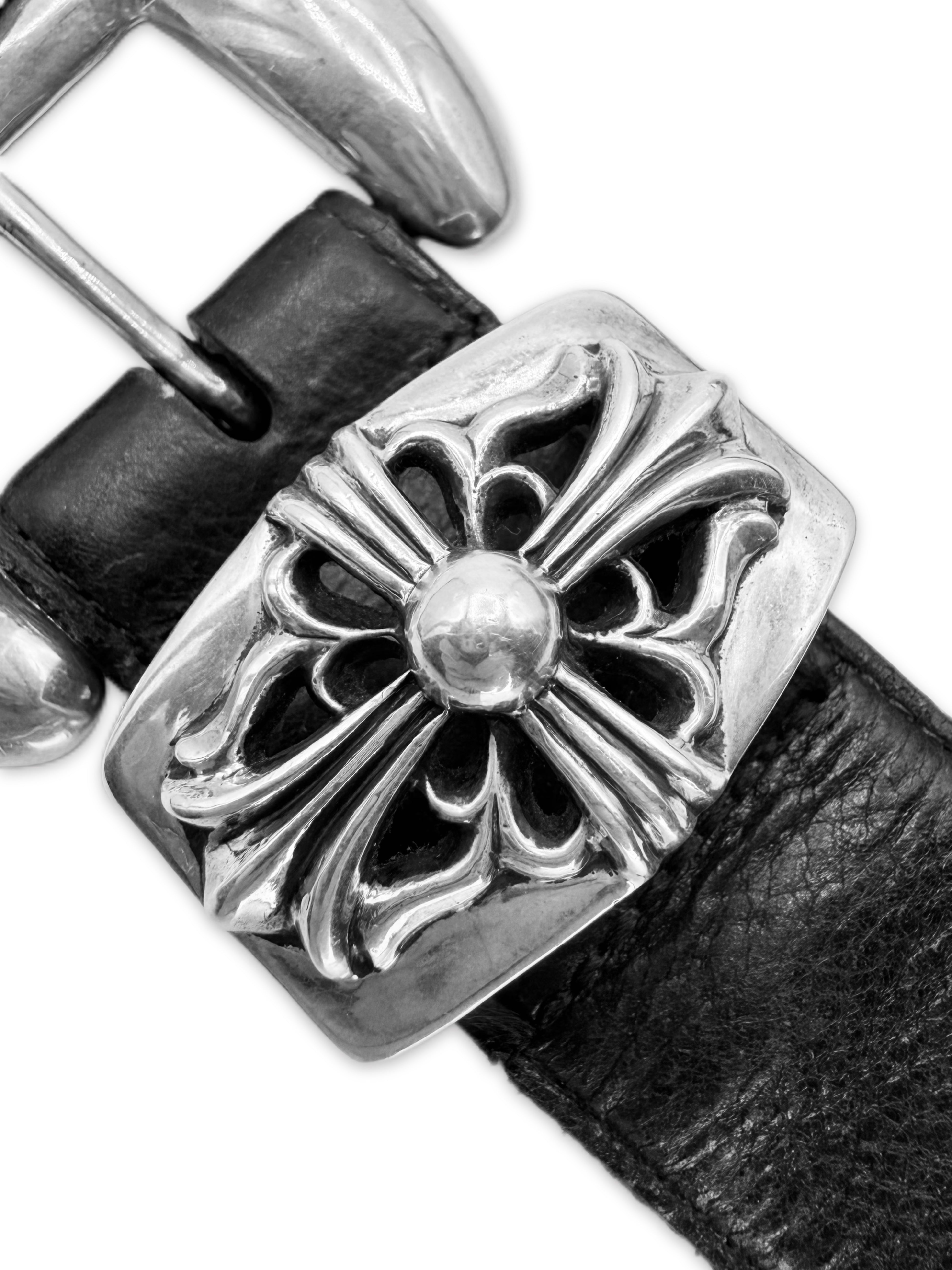 Chrome Hearts 3 Piece Western .925 Silver Leather Belt
