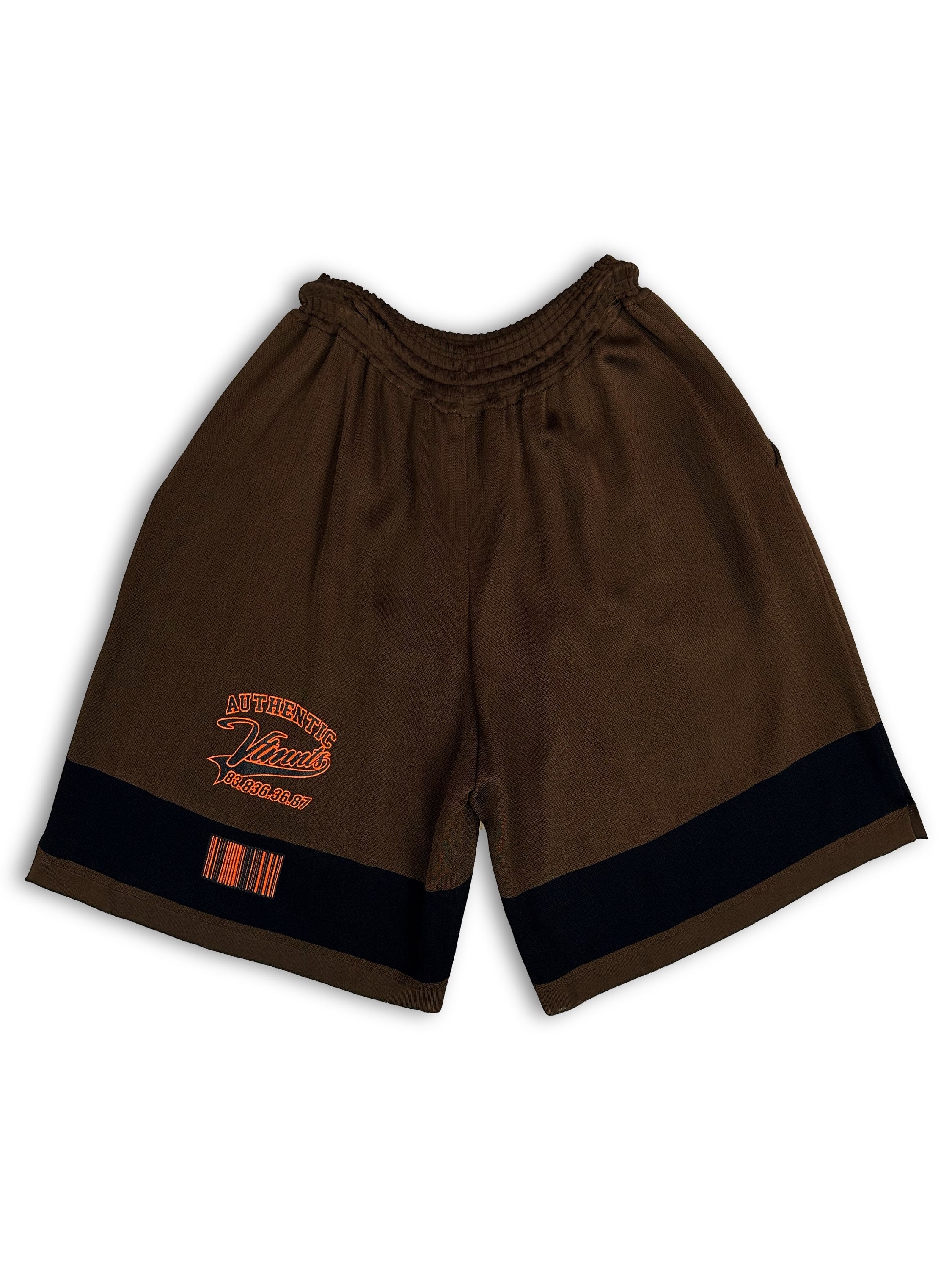 Vetements Brown ‘Barcode’ Motif Mesh Shorts