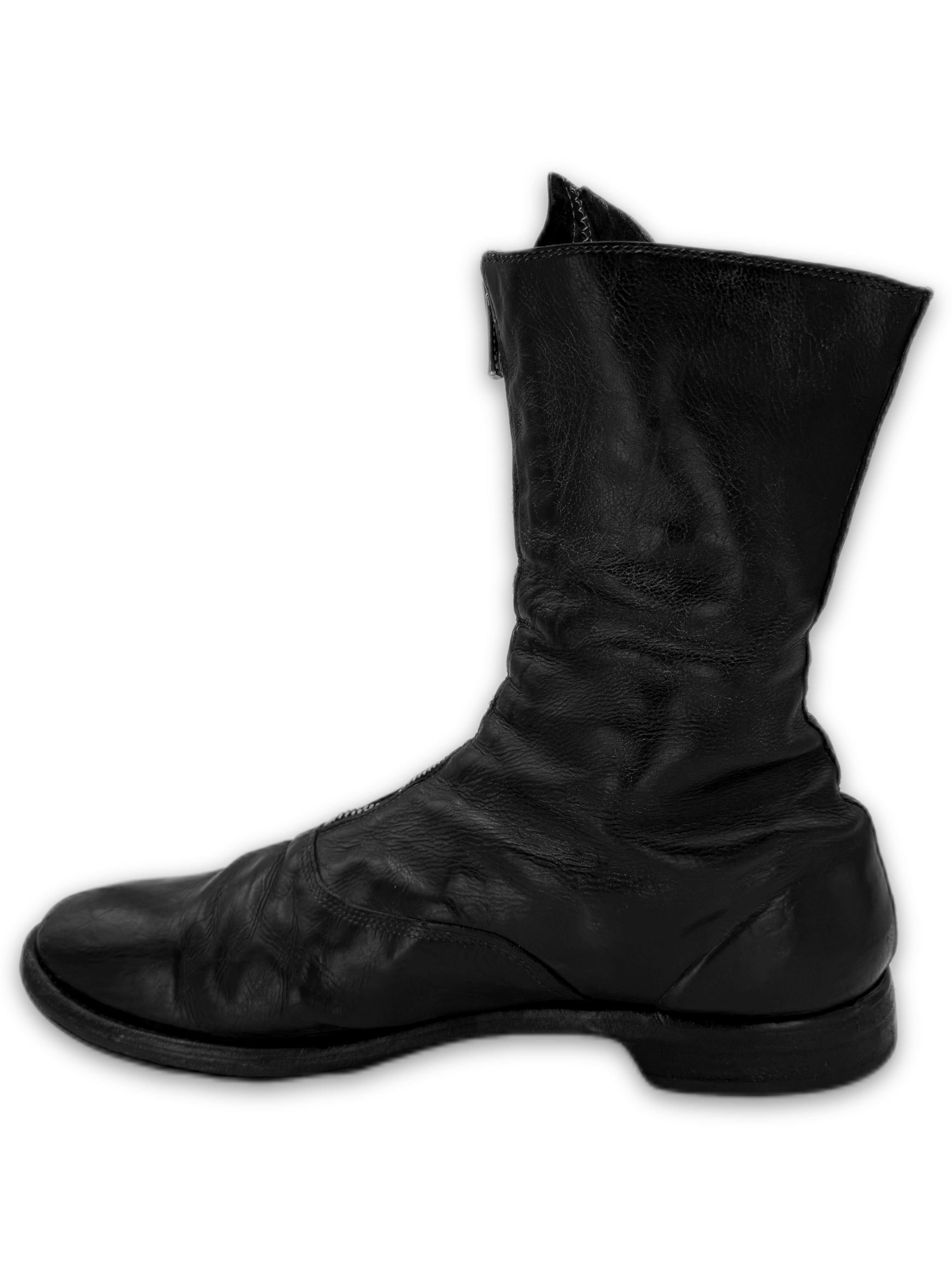 Guidi 310 Full Grain Horse Leather Black Front-zip Boots