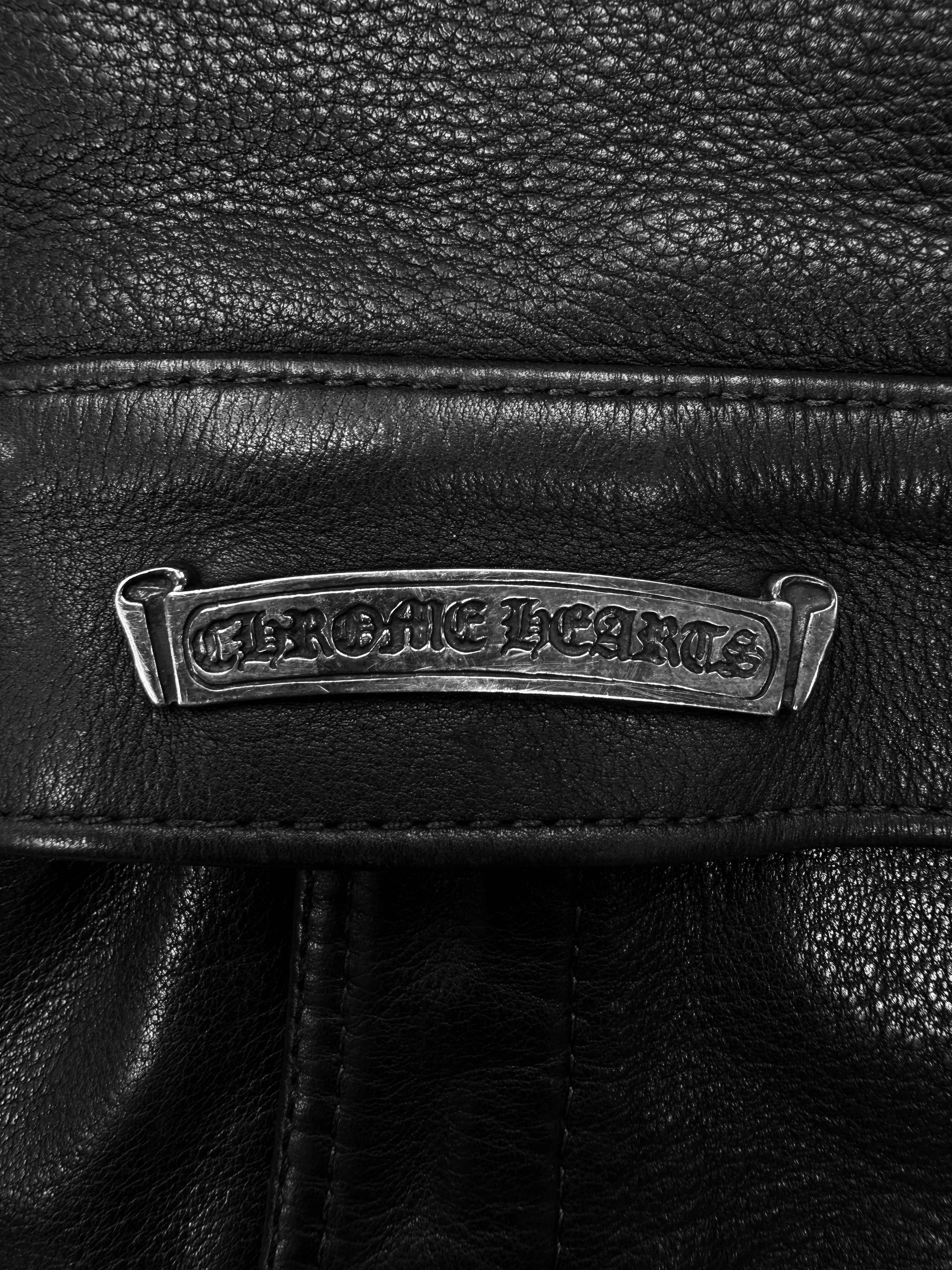 1993 Chrome Hearts Talon Button Leather Moto Fleur Jacket