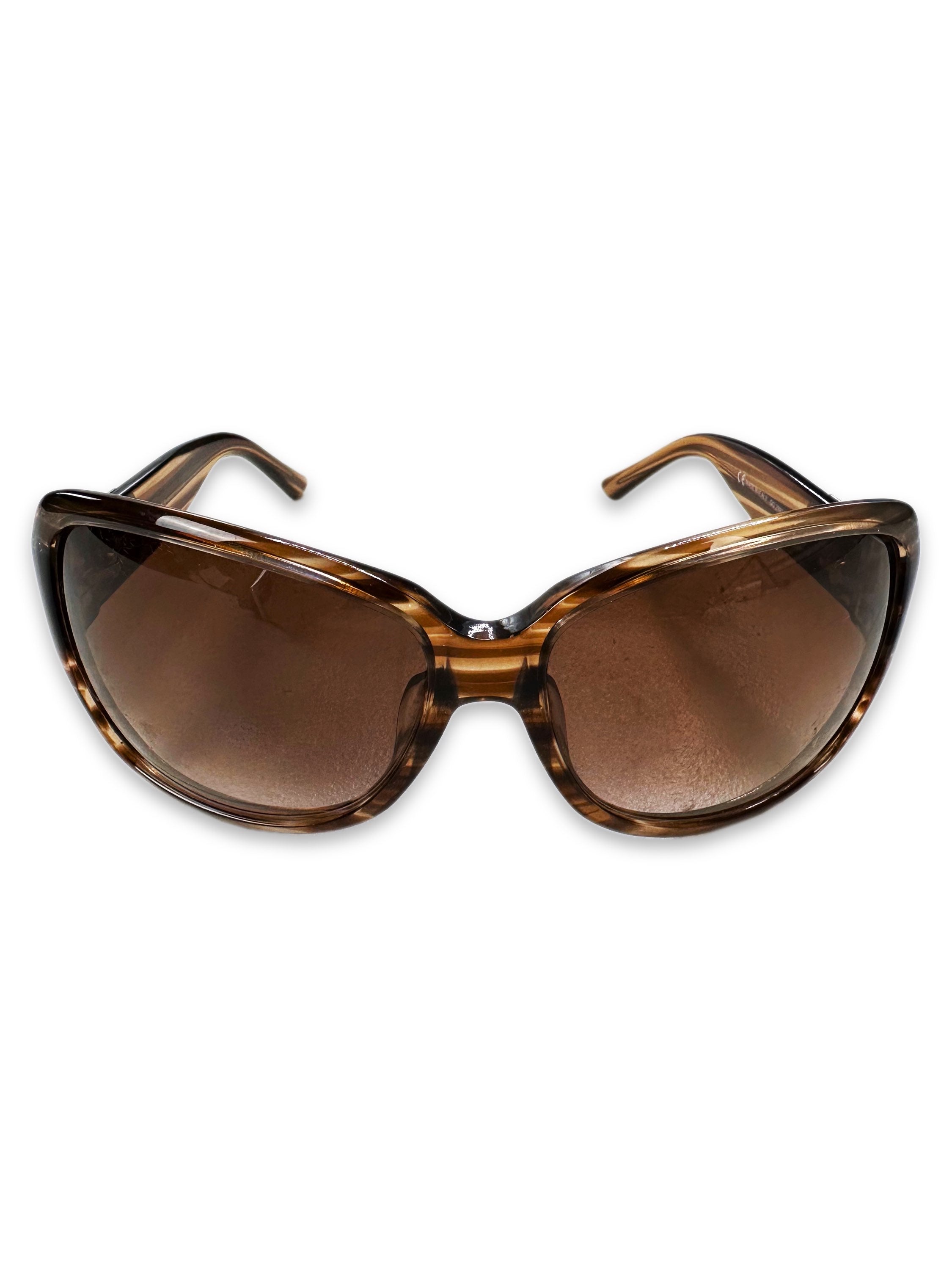 Gucci GG Logo Warm Tint Rounded Frame Sunglasses