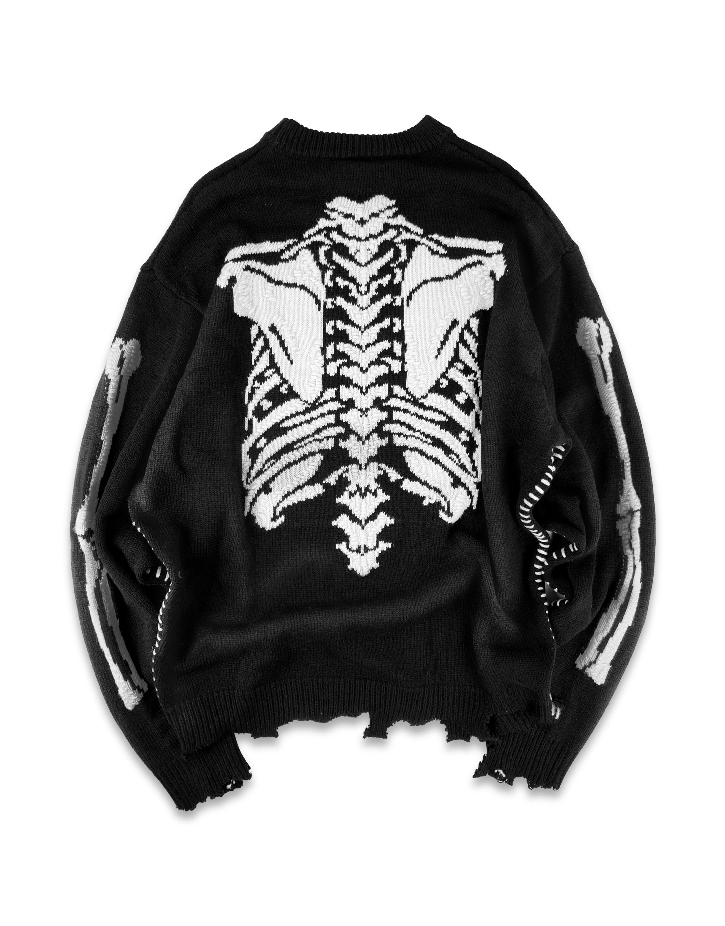 AW22 Saint Michael ‘Skeleton’ Distressed Bone Knit Sweater