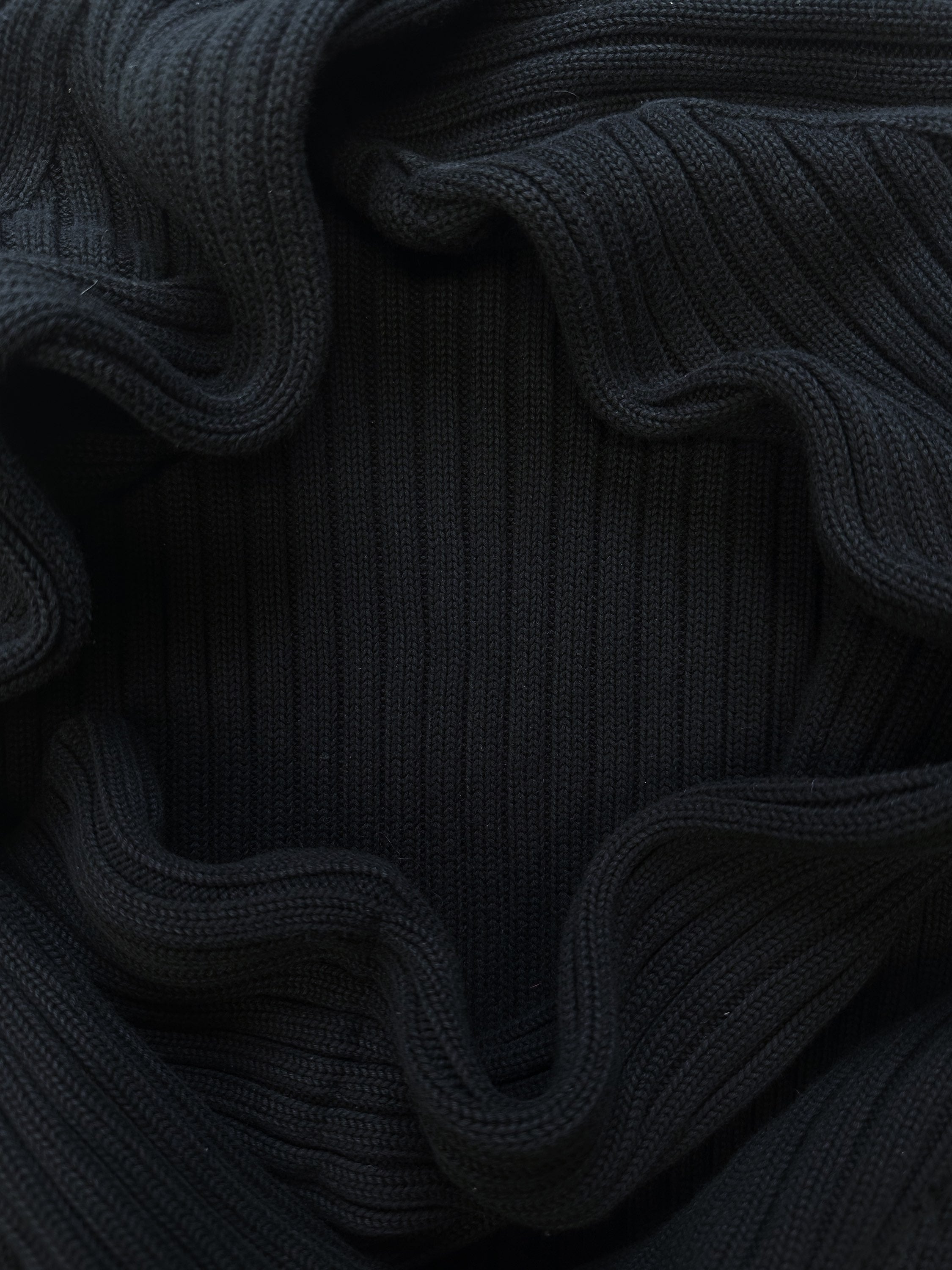 AW99 Helmut Lang Navy Blue Ribbed Heavy Weight Knit Sweater