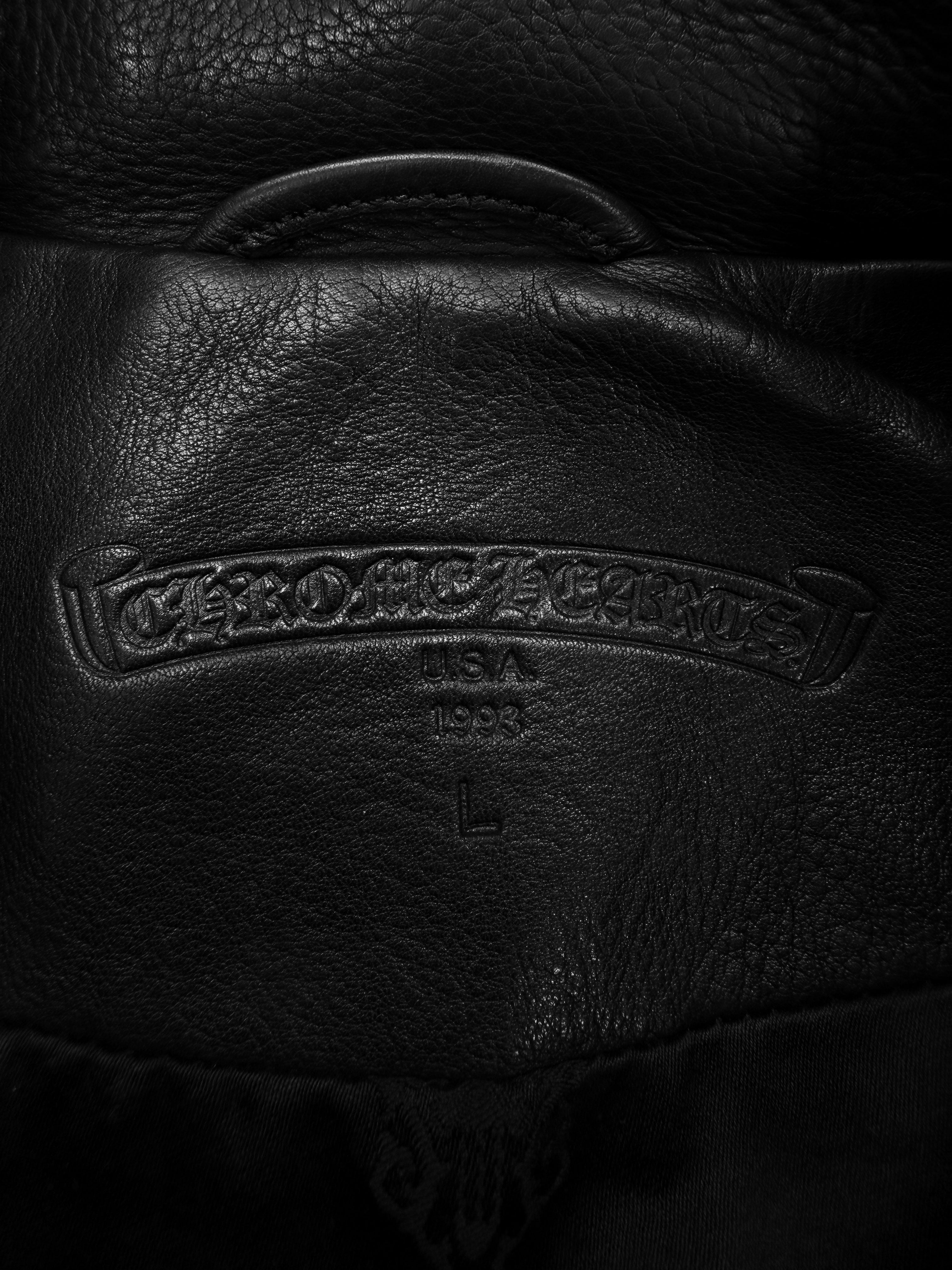 1993 Chrome Hearts Talon Button Leather Moto Fleur Jacket