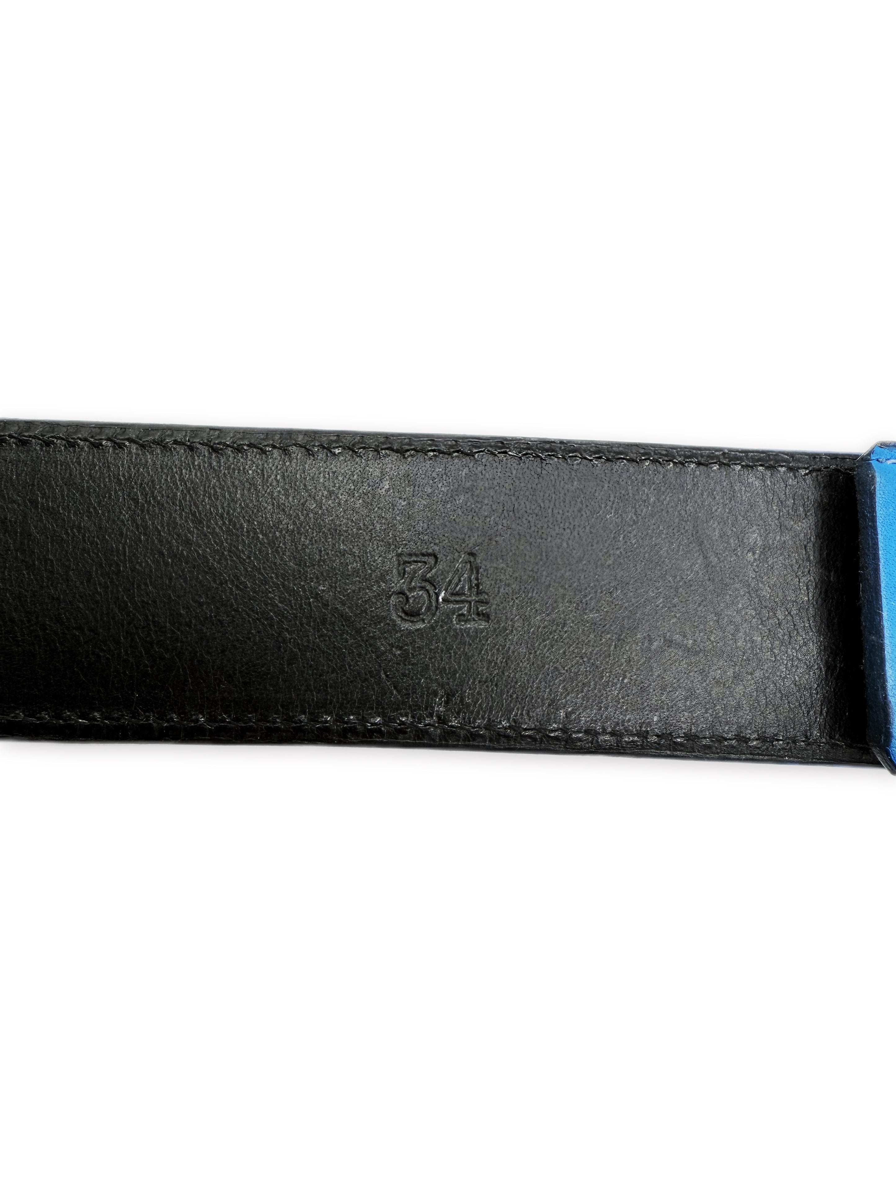 Chrome Hearts Sky Blue Leather Rhodium Belt Strap