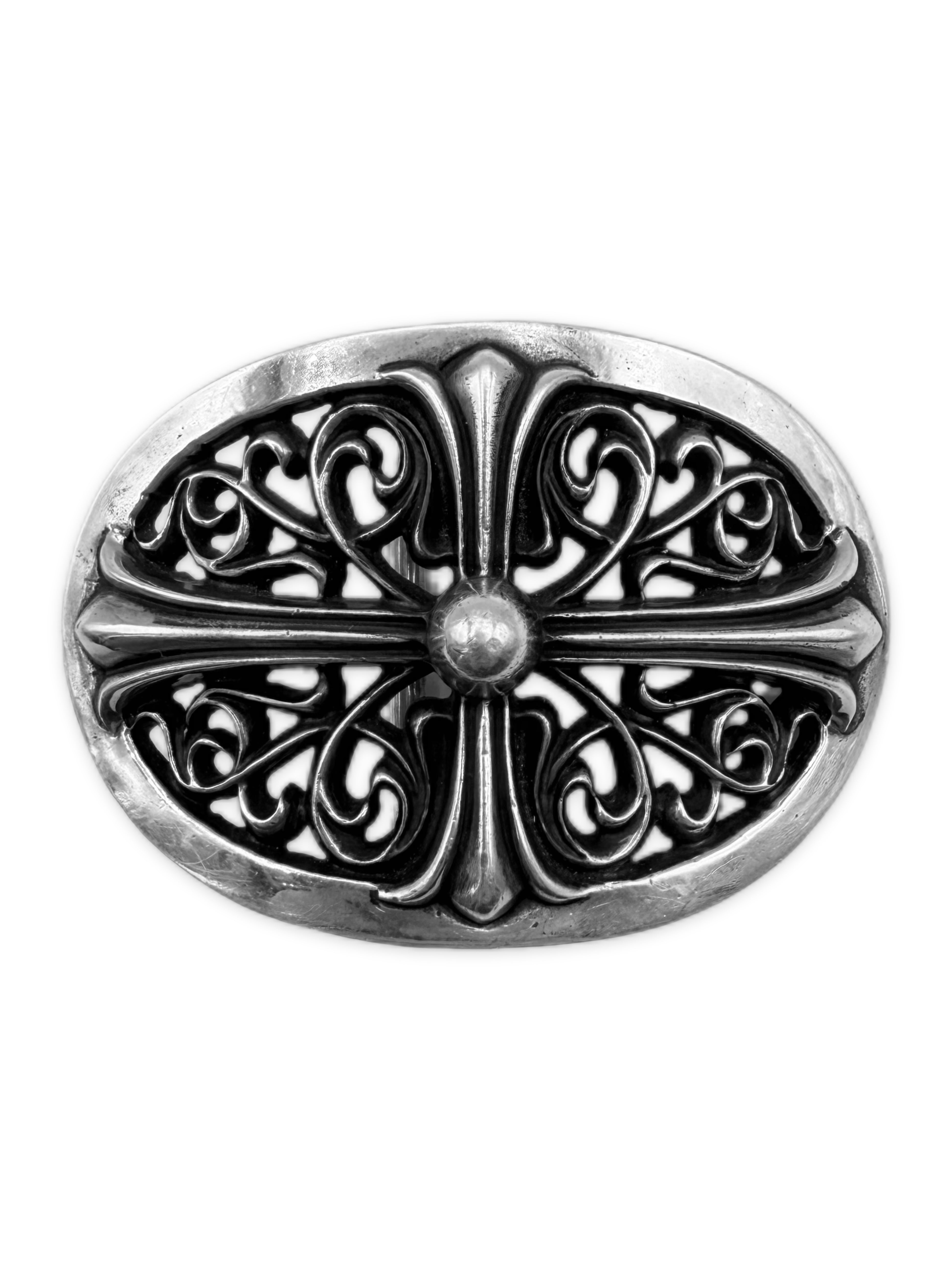 Chrome Hearts 1.5 inch Oval .925 Silver Belt Buckle