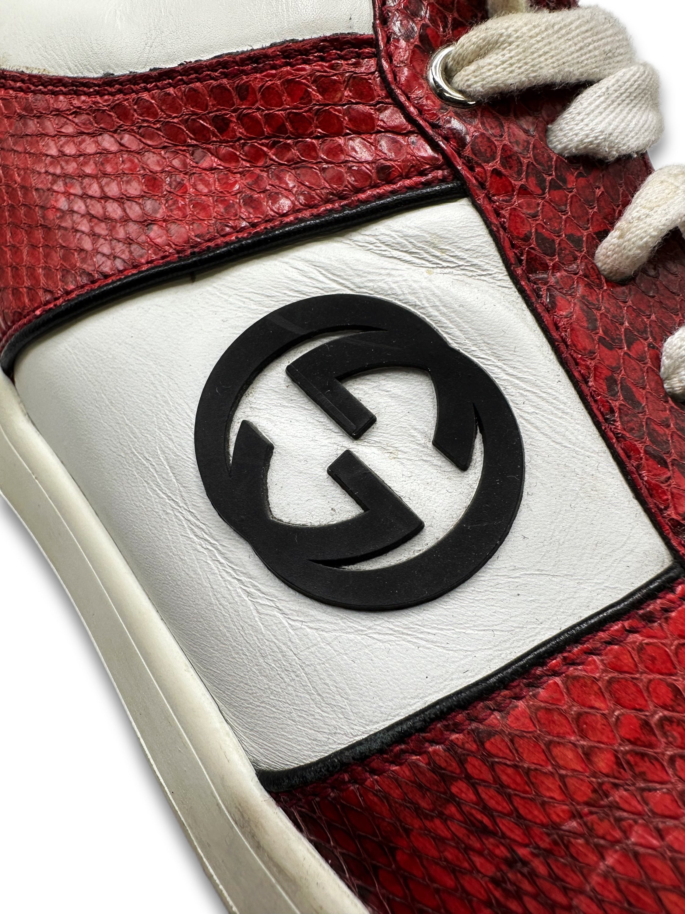 Gucci Red Python Faux Leather GG Monogram Low-top Sneakers