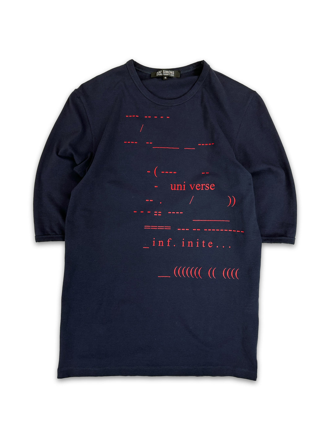 SS05 Raf Simons ‘Universe’ Contrast Slogan Navy Blue T-Shirt