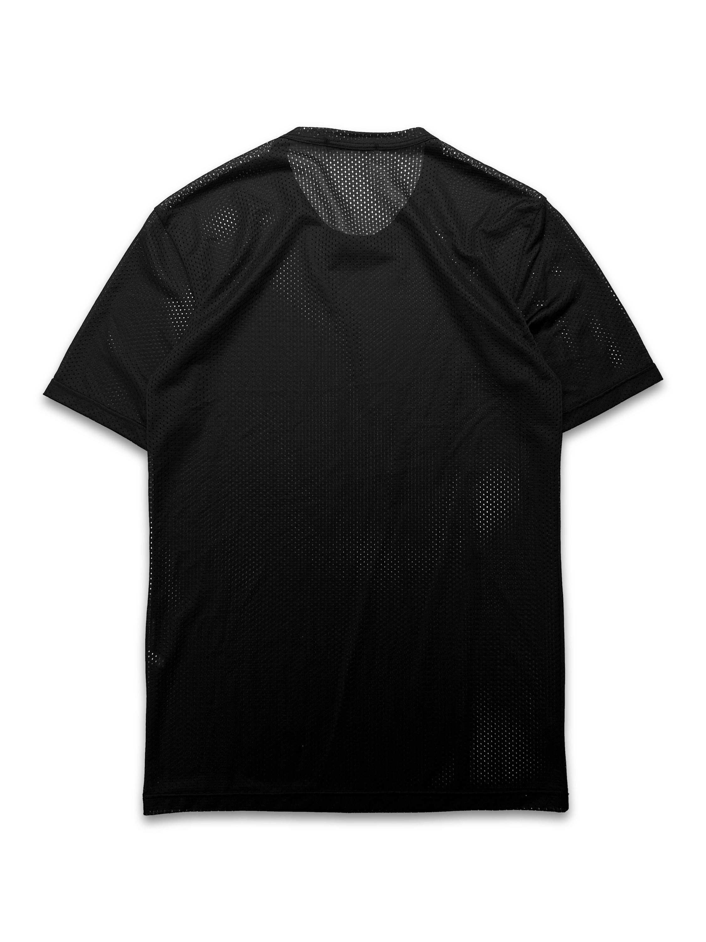 00s Helmut Lang Oversized Black Mesh Perforated T-Shirt
