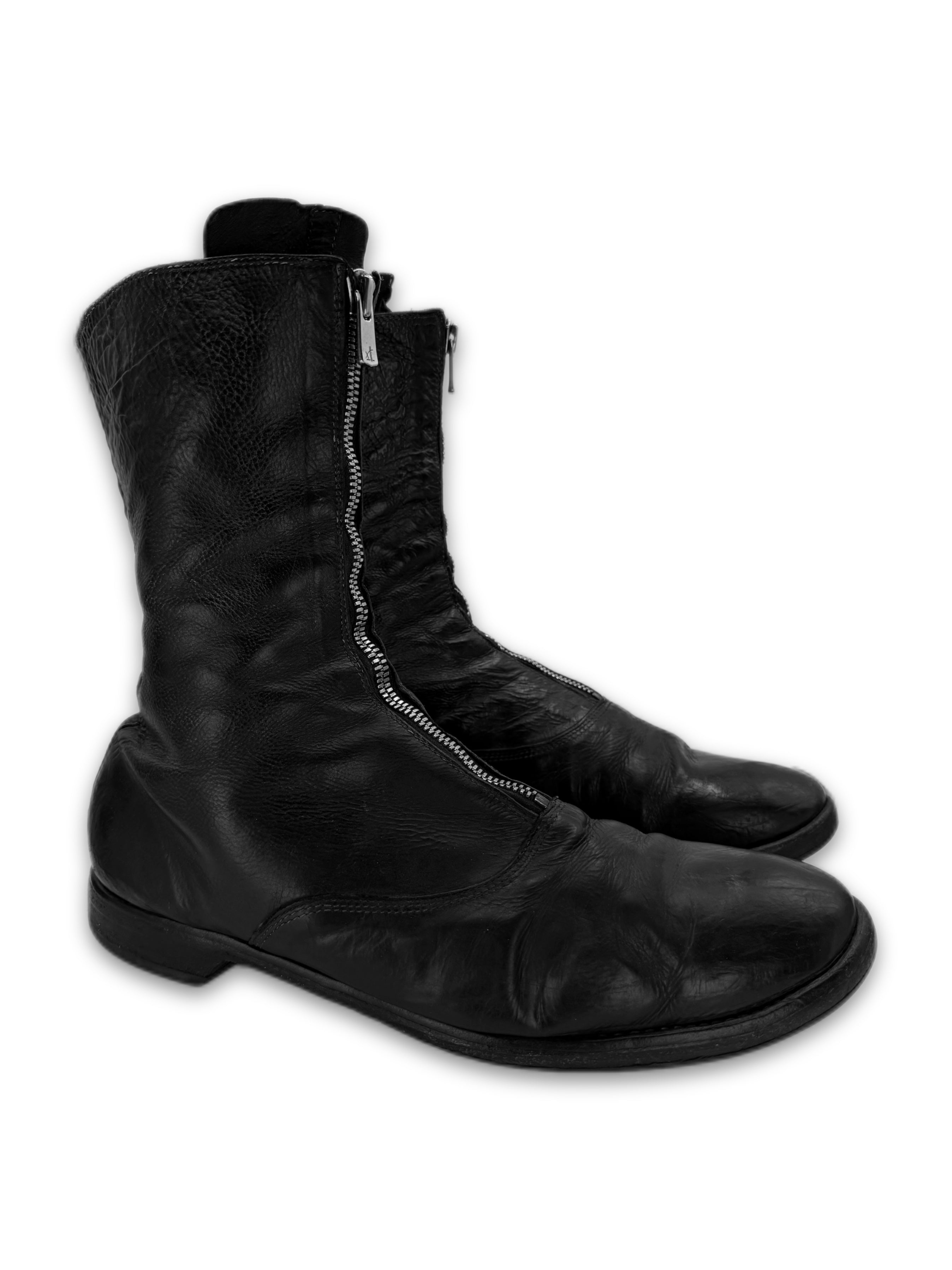 Guidi 310 Full Grain Horse Leather Black Front-zip Boots