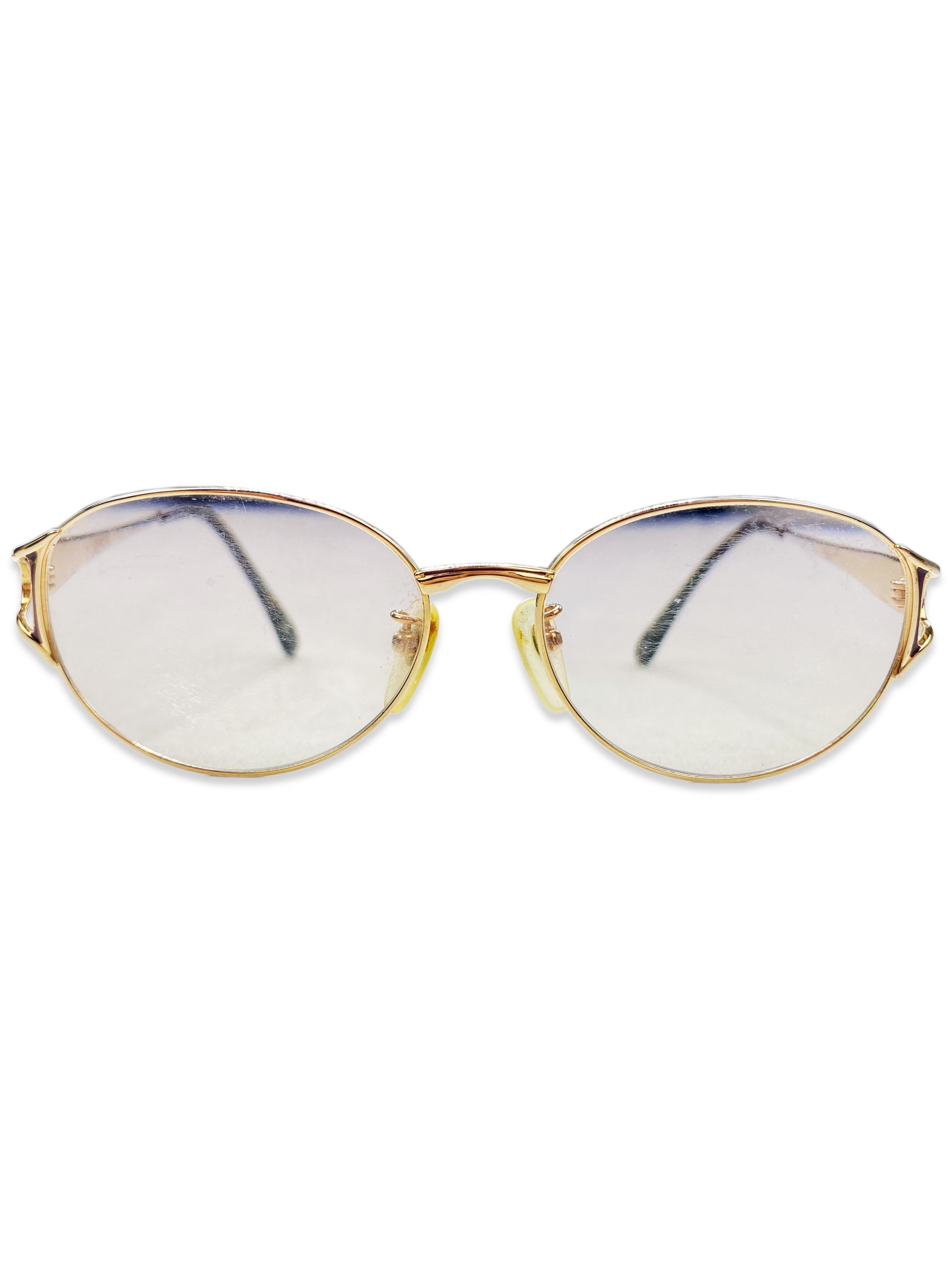 Yves Saint Laurent ‘YSL’ Gold Metallic Frame Pattern Glasses