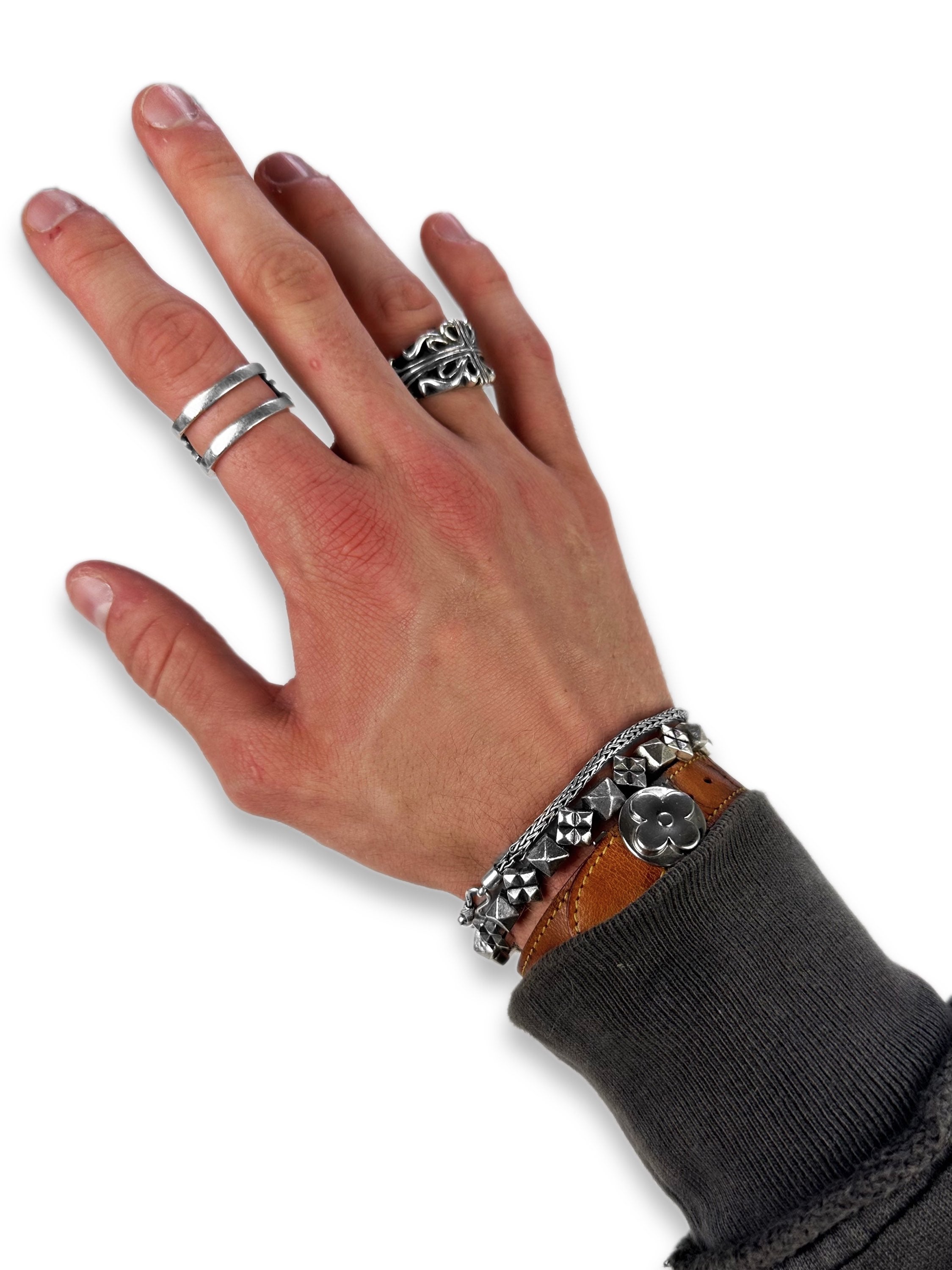 Louis Vuitton Silver Flower Embossed Monogram Bracelet