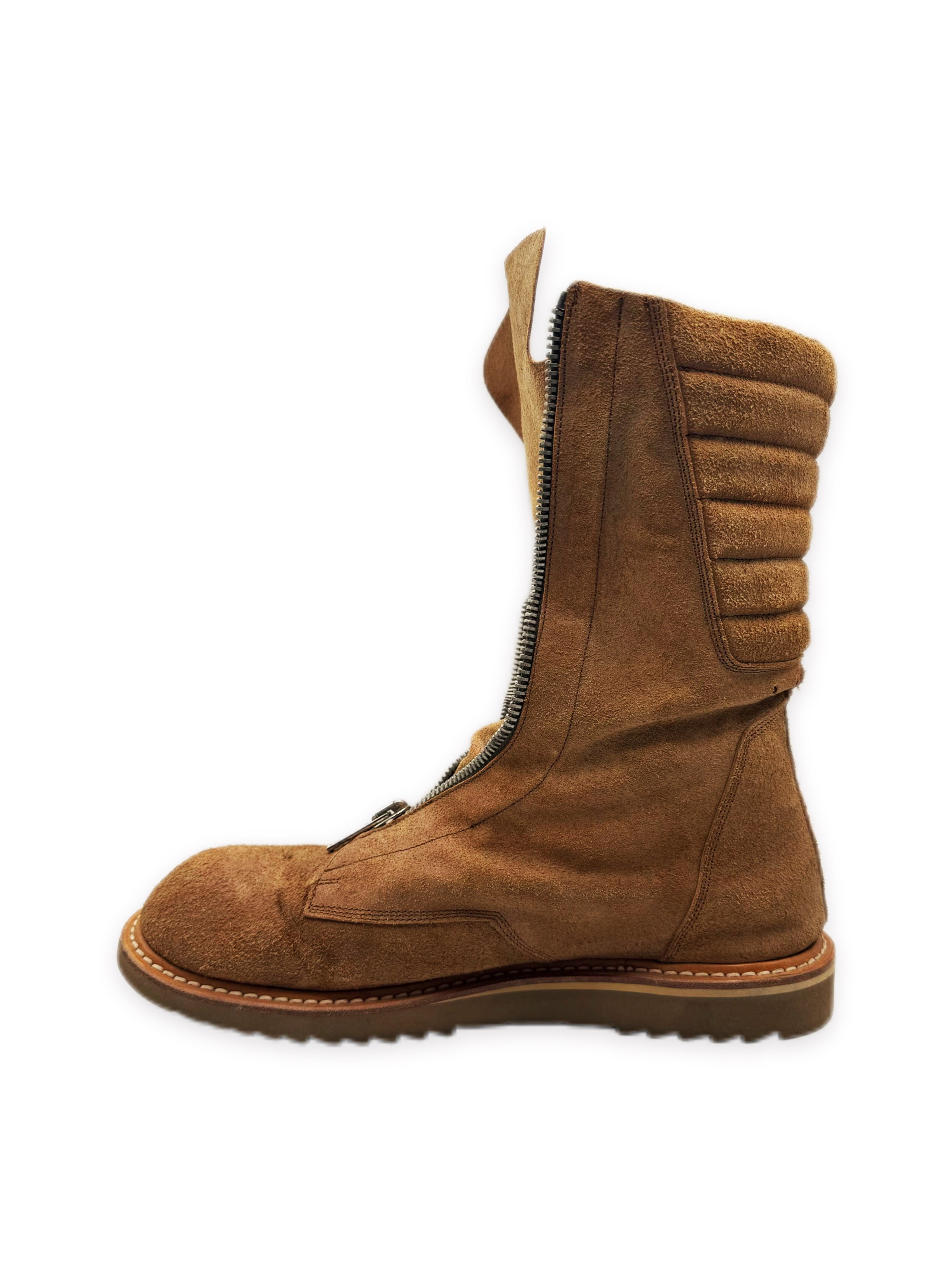 AW11 Rick Owens ‘Mohawk’ Limo Brown Suede Front Zip Hi-top Boots