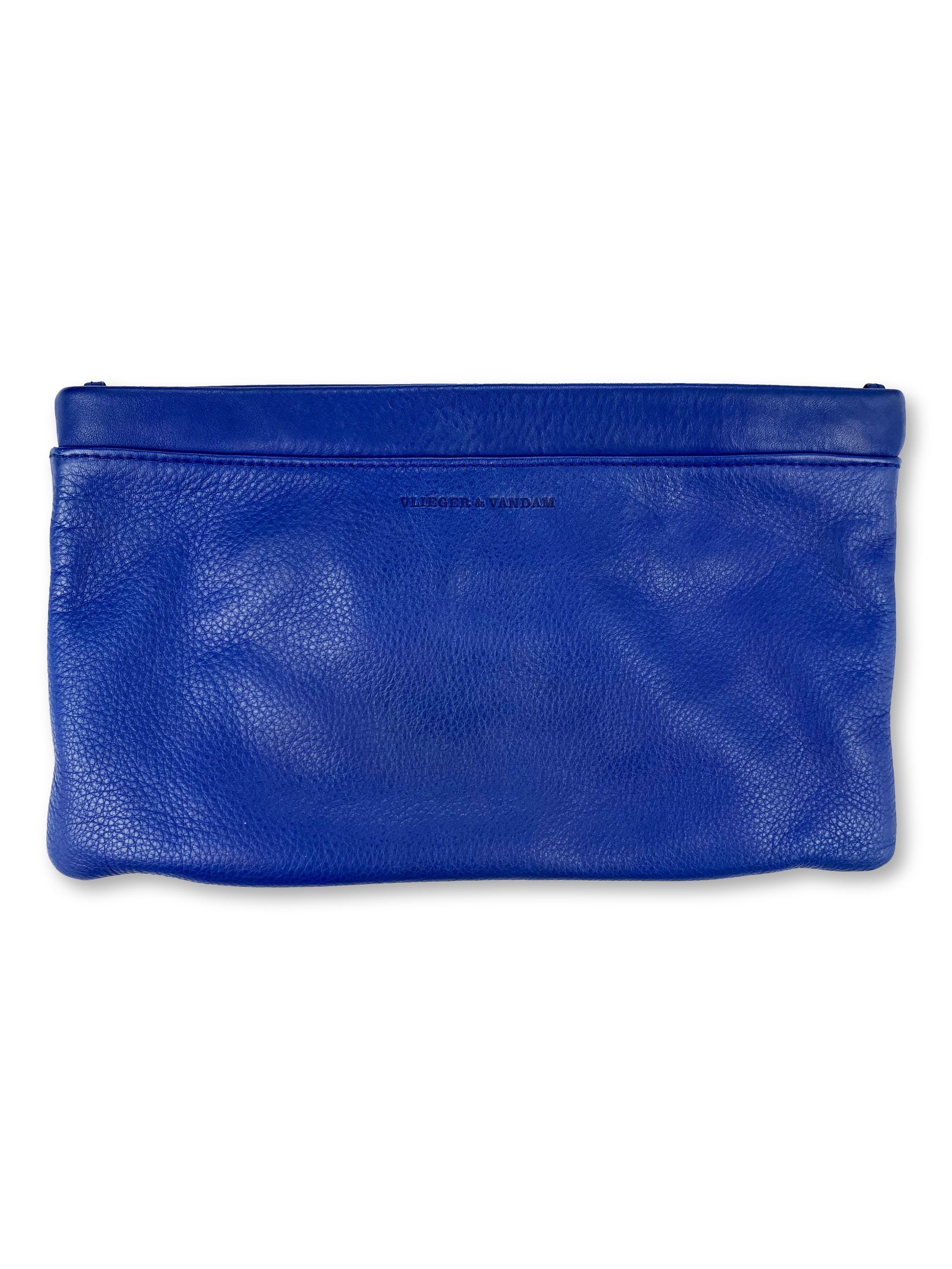 Vlieger &amp; Vandam ‘Gun’ Print Navy Blue Leather Clutch Bag