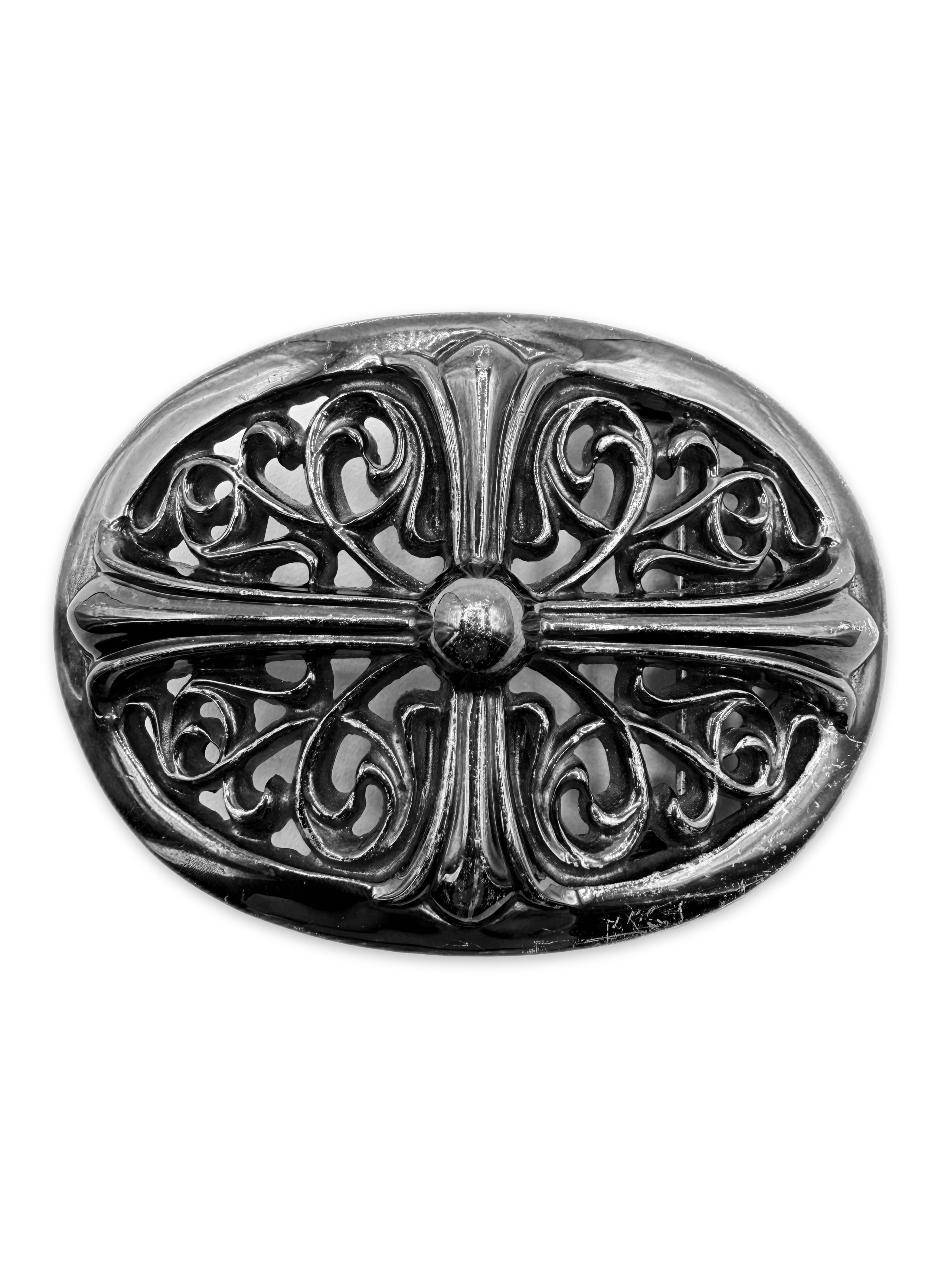Chrome Hearts Black Rhodium .925 Silver 1.5 in Oval Belt Buckle