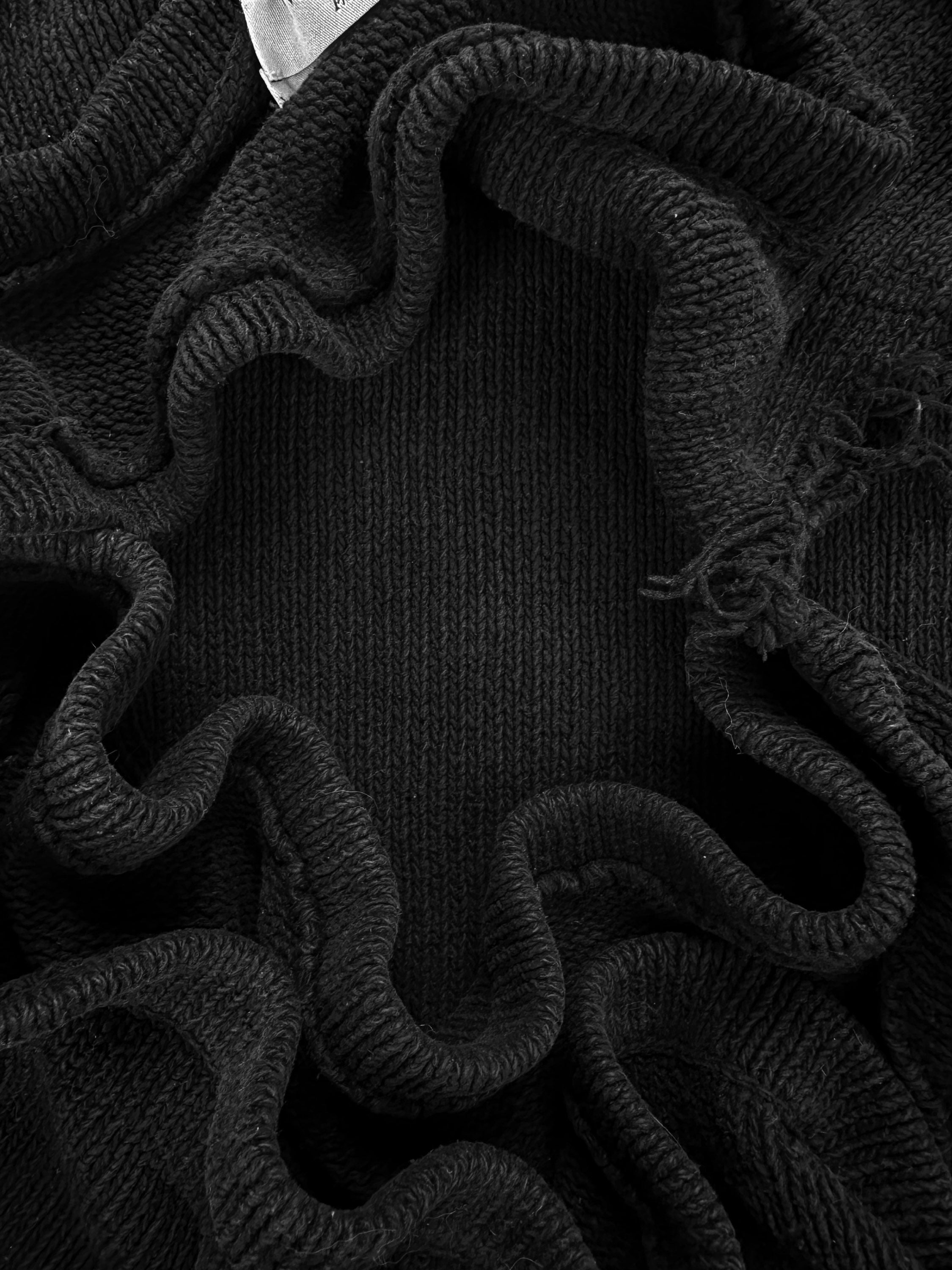 00s Yves Saint Laurent Black Distressed Ribbed Tank-top
