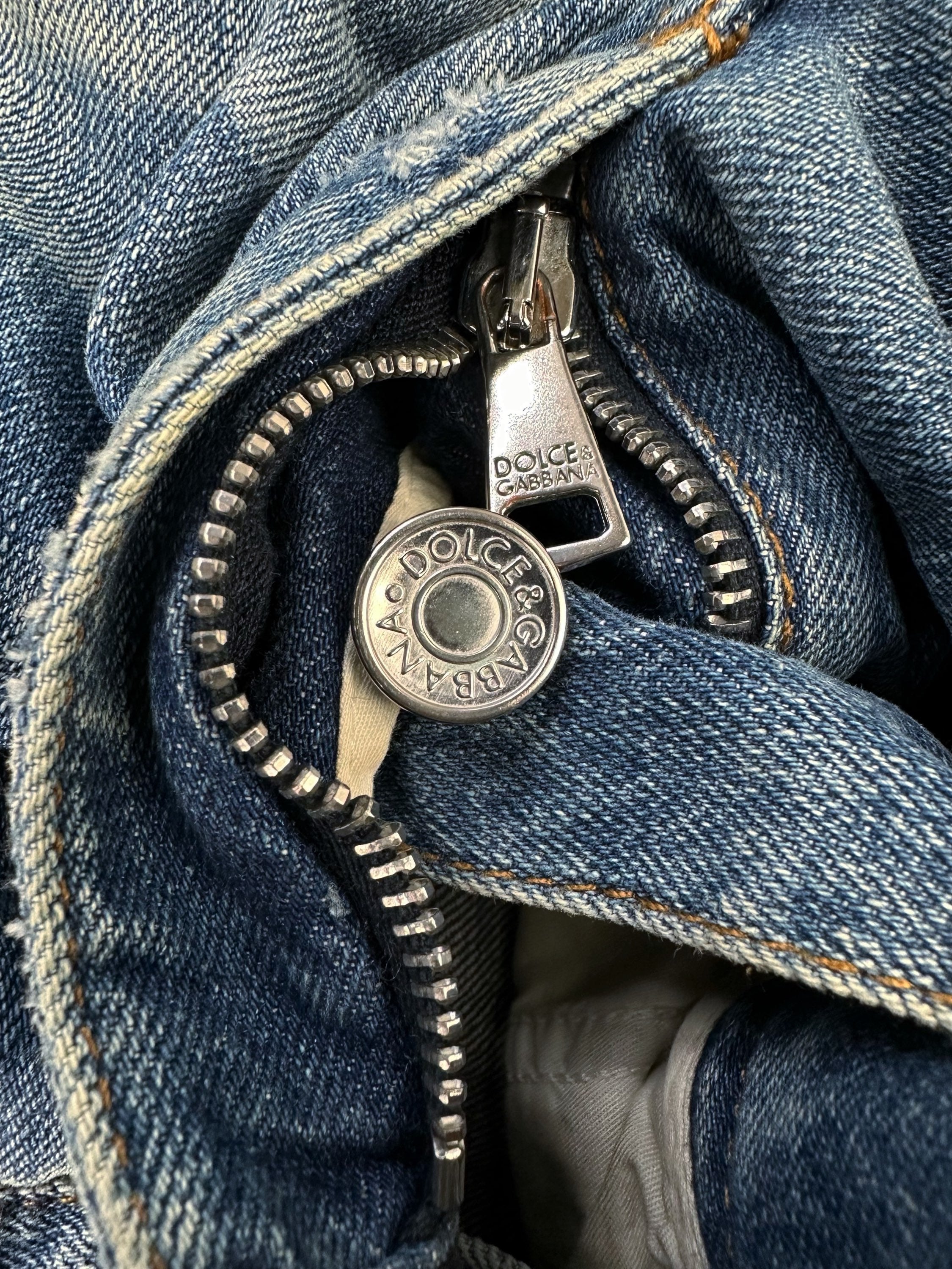 00s Dolce &amp; Gabbana Blue Wash Distressed Denim