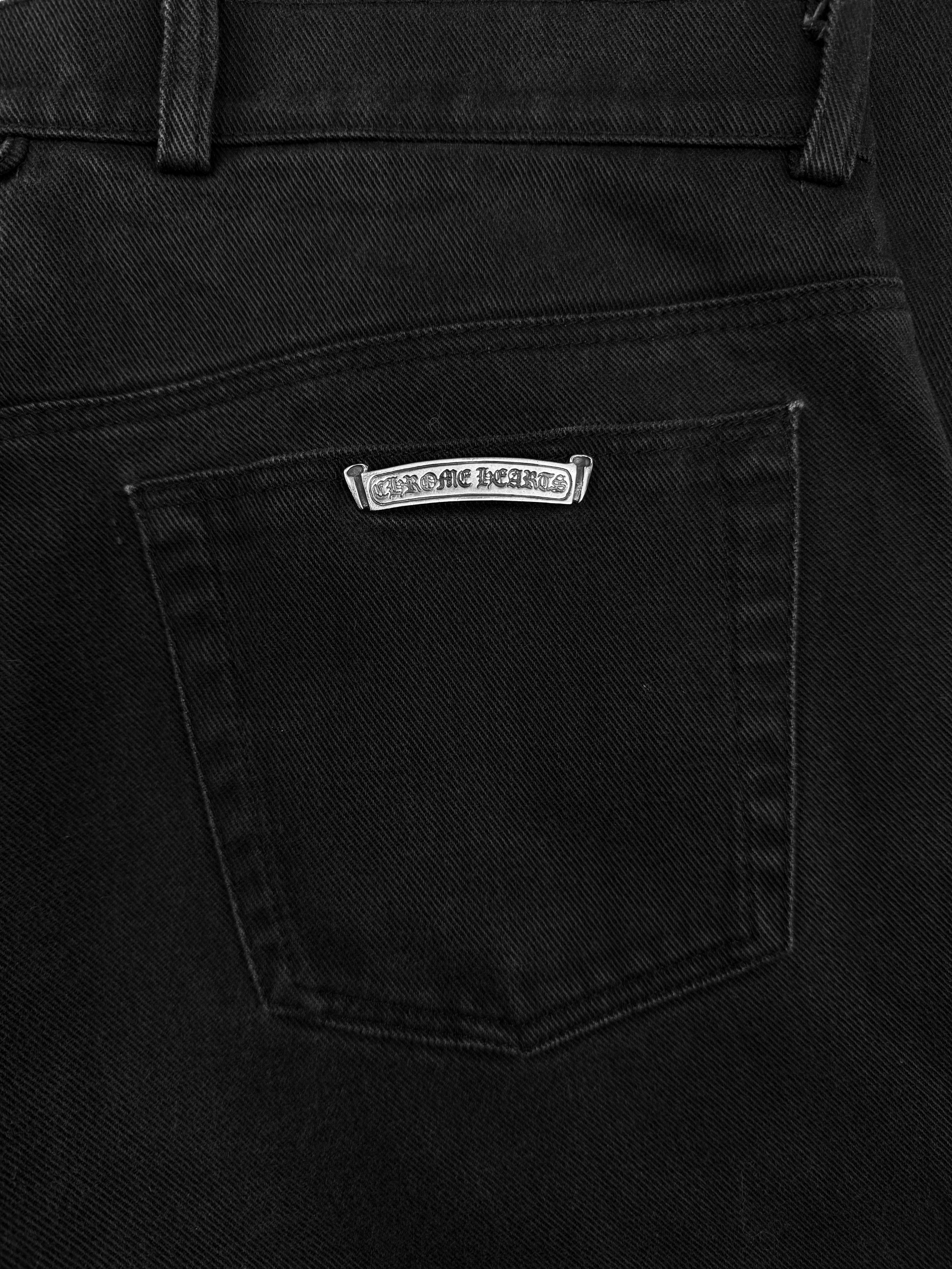Chrome Hearts 11 Cross Patch Fleur Knee Black .925 Silver Denim