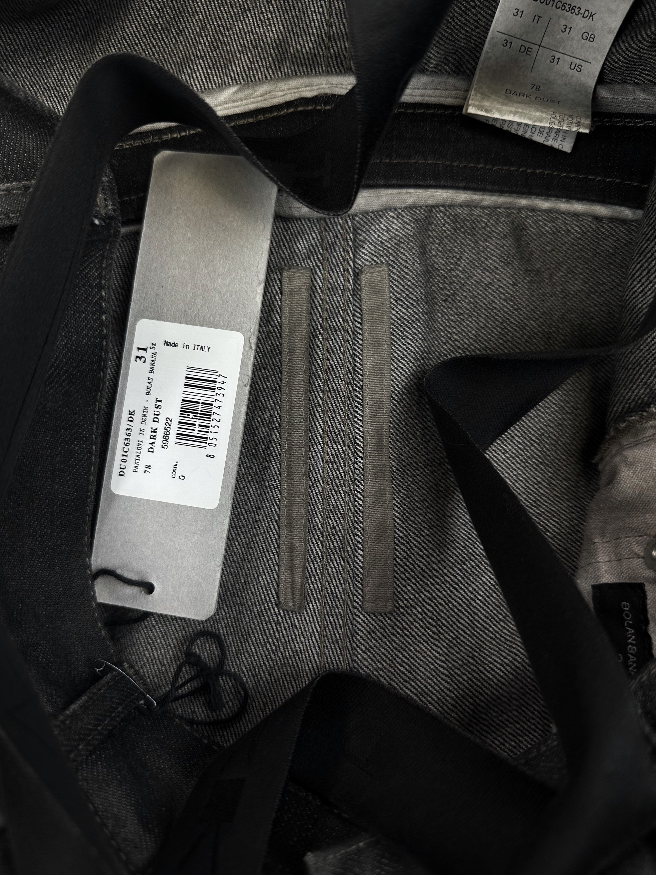 AW22 Rick Owens ‘Bolan’ Banana Flared Zip Dark Dust Denim
