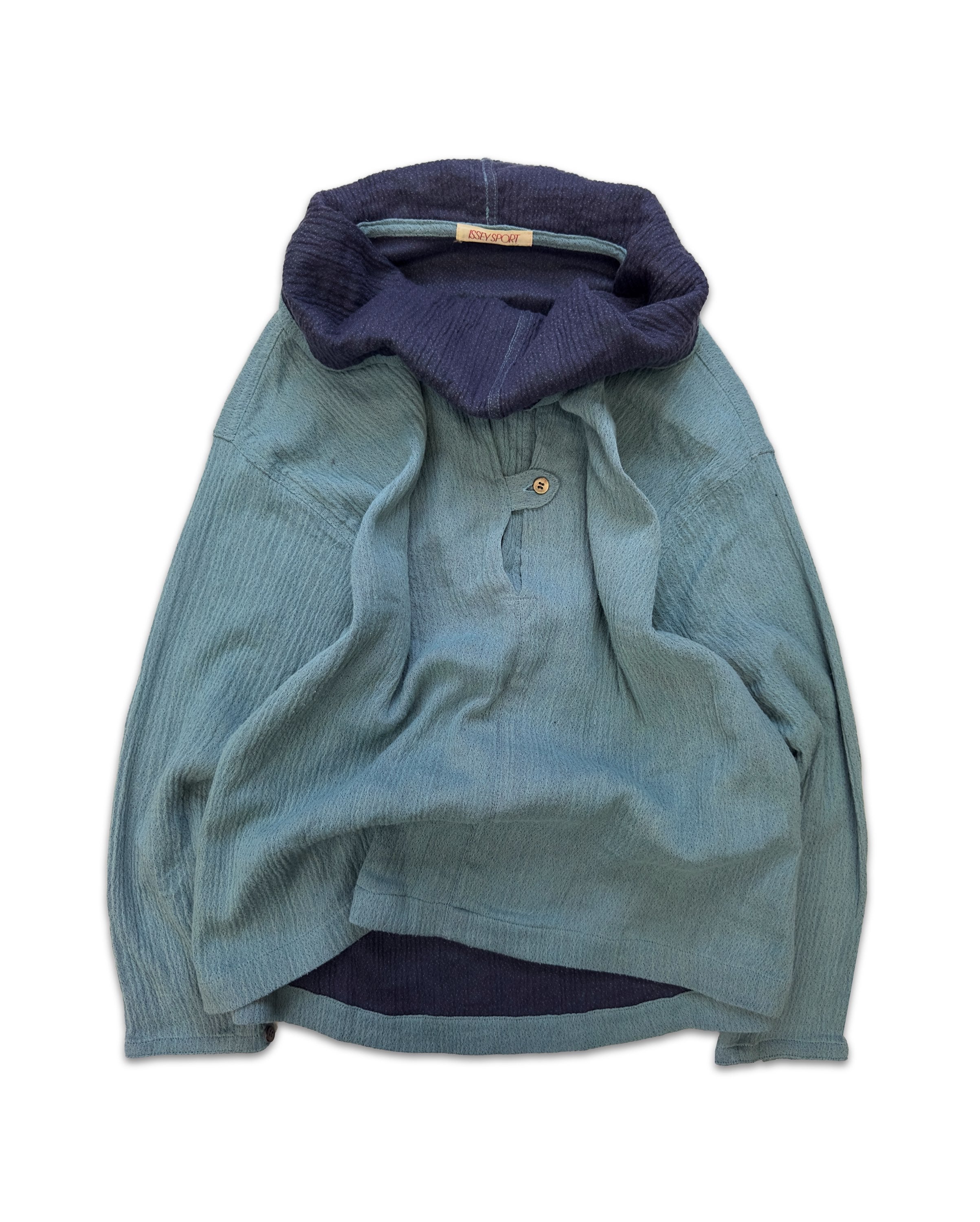 90s Issey Miyake Sport Baby Blue ‘Pleated’ High Turtleneck Sweater