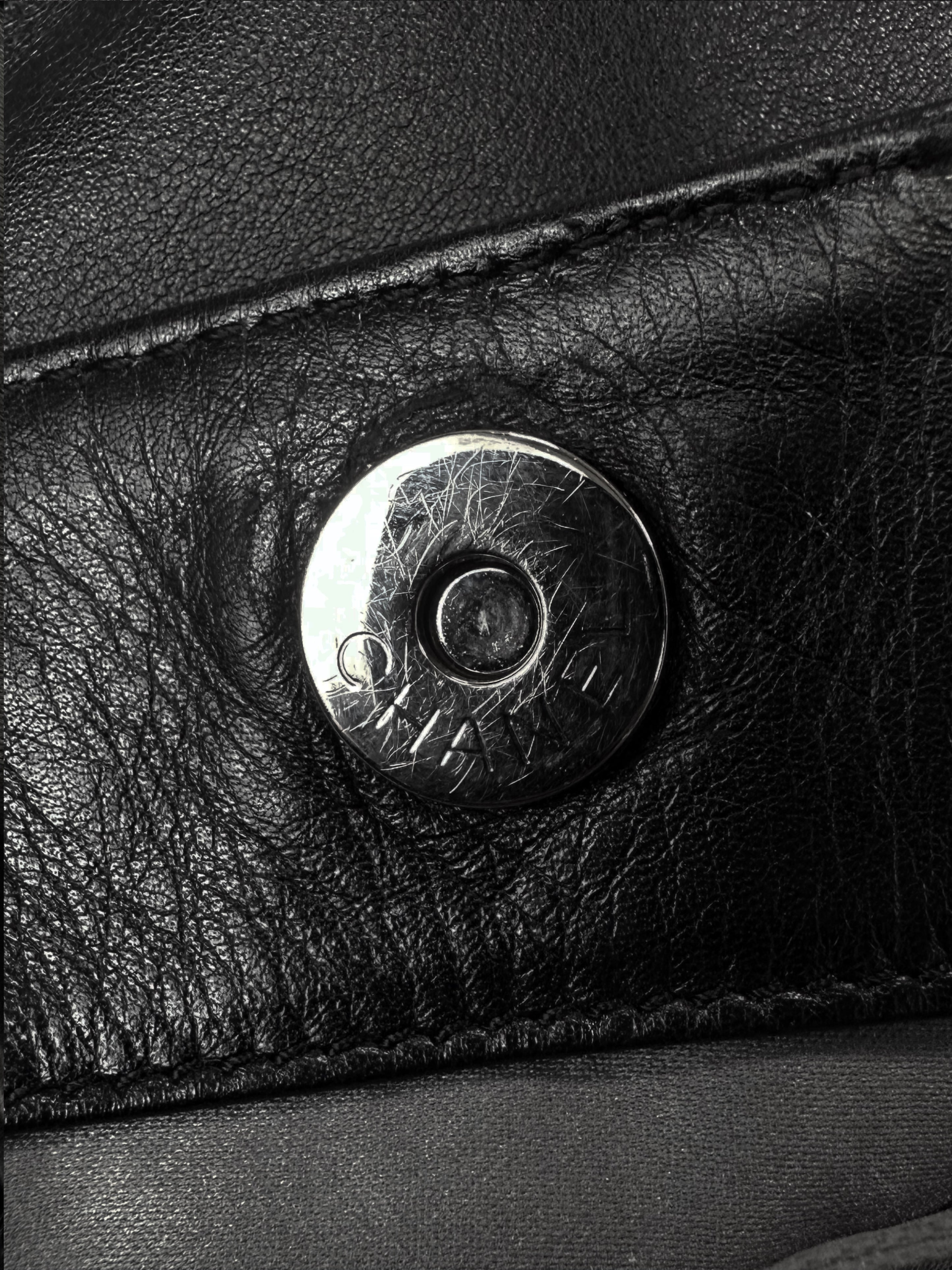 2006 Chanel Resin Modern Chain Black Lambskin Leather Flap Bag