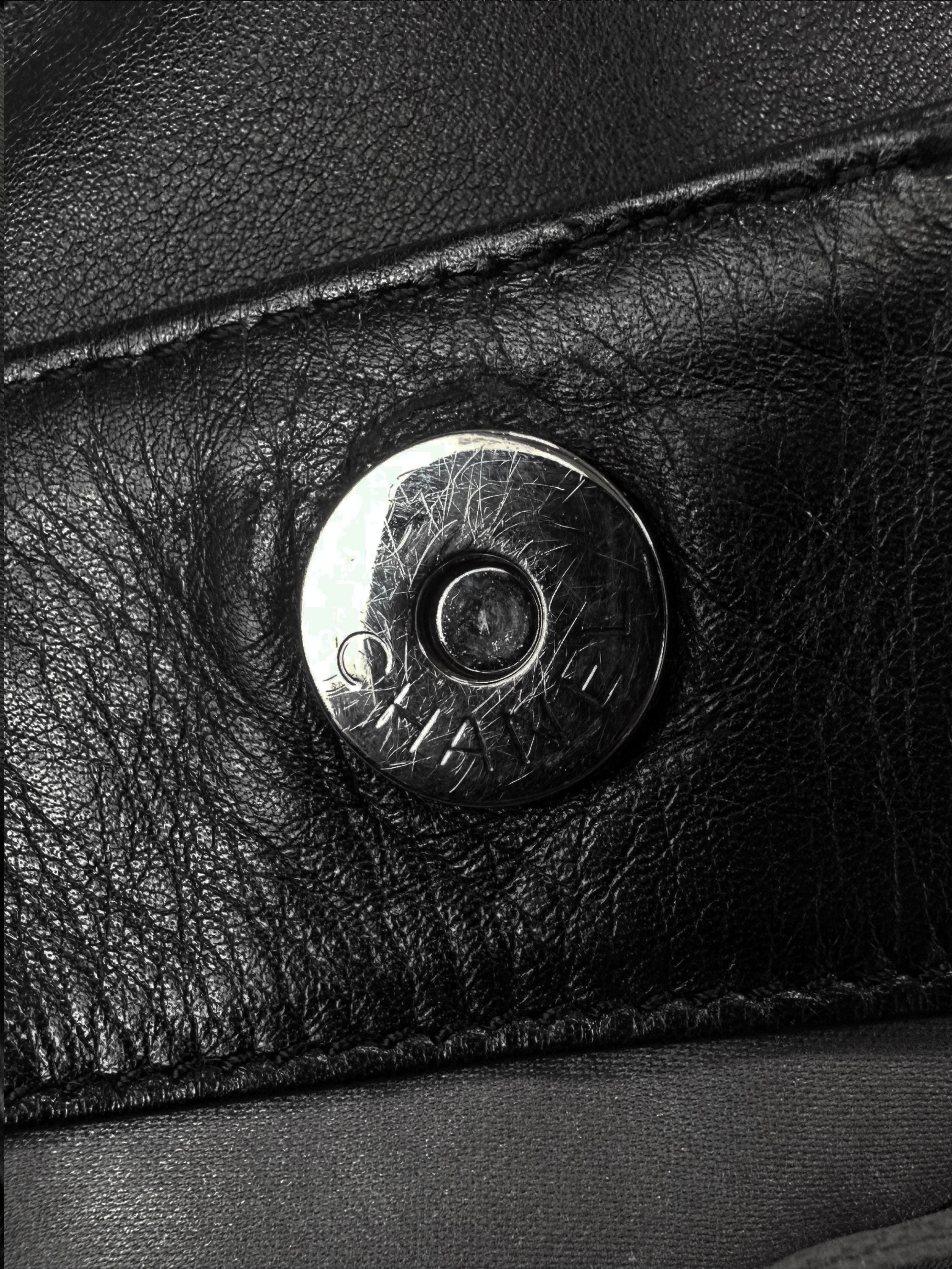 2006 Chanel Resin Modern Chain Black Lambskin Leather Flap Bag
