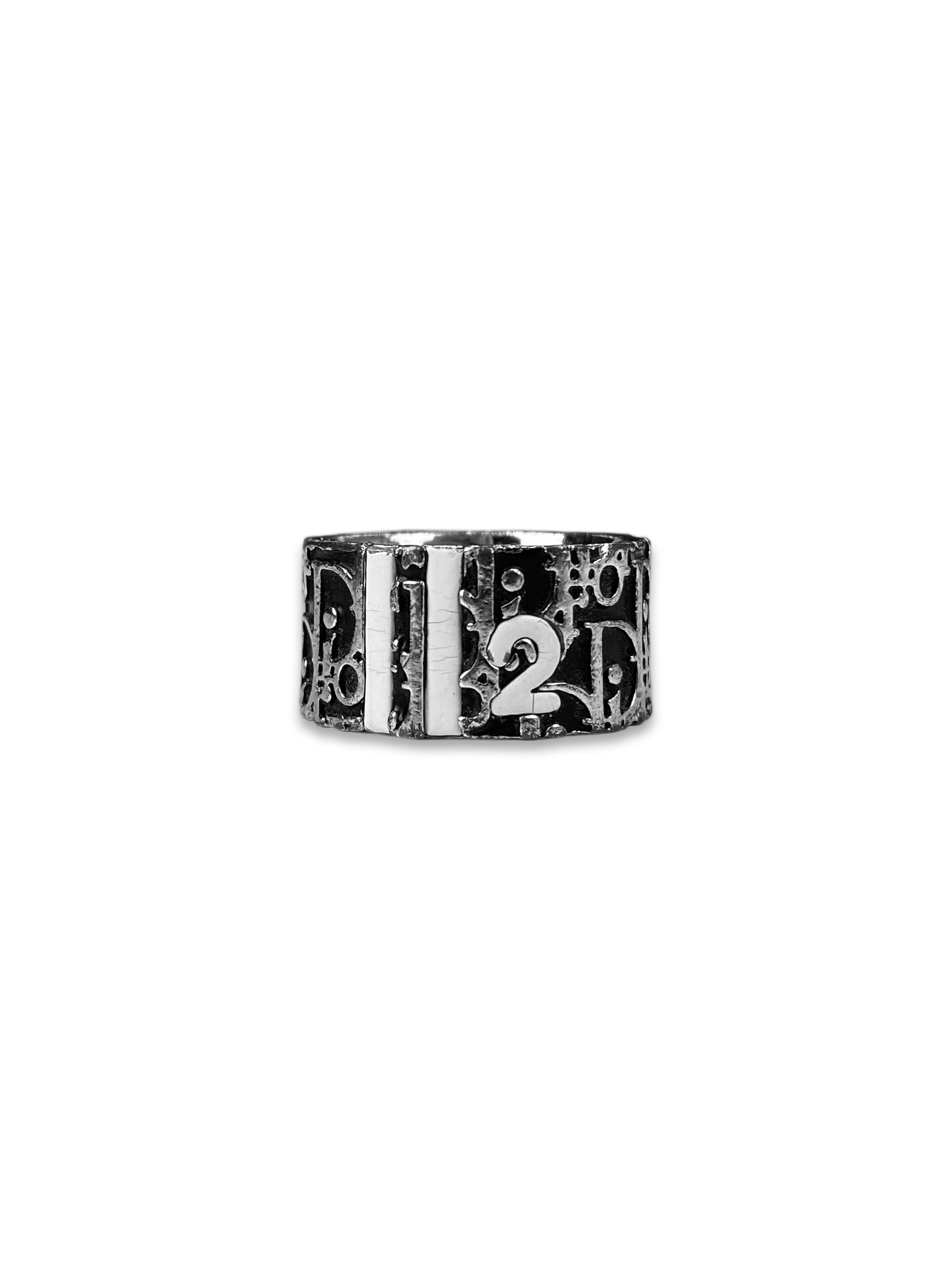 00s Dior ‘2’ Black Trotter Monogram Silver Ring