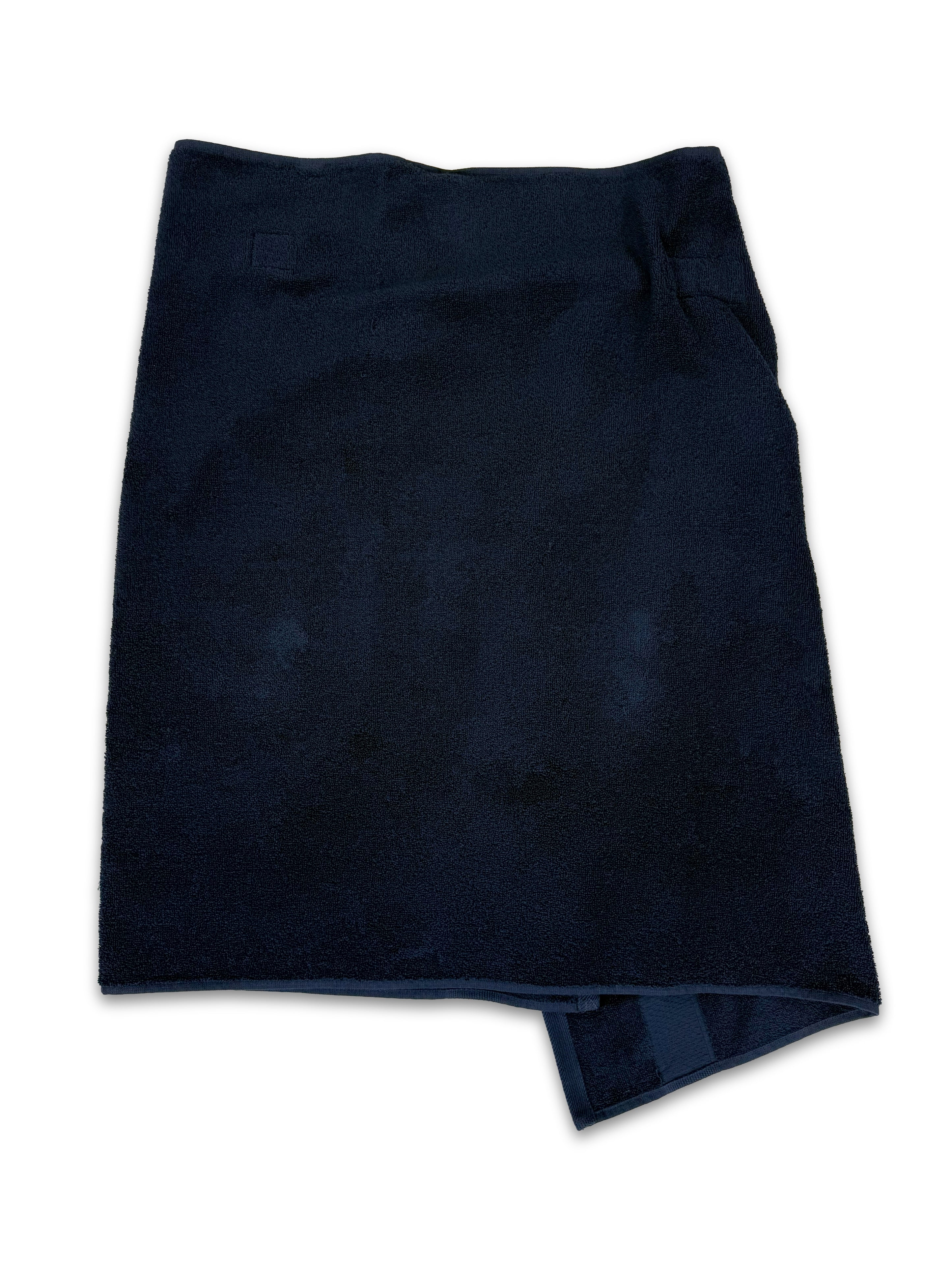 SS24 Balenciaga ‘Towel’ Navy Blue Embroidered Logo Skirt