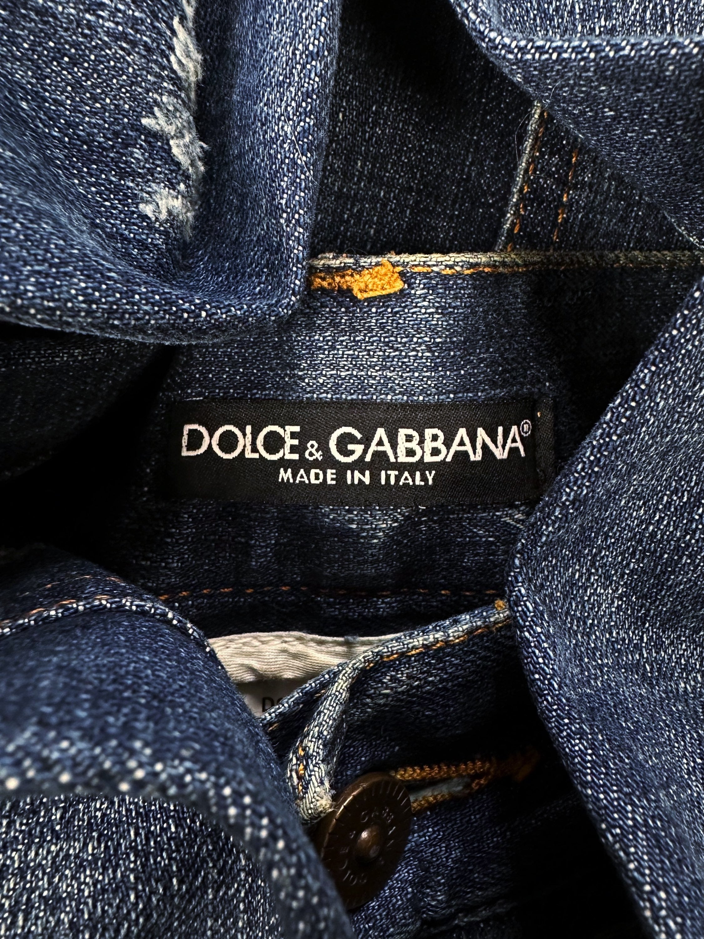 00s Dolce &amp; Gabbana Blue Distressed Heavy Weight Denim