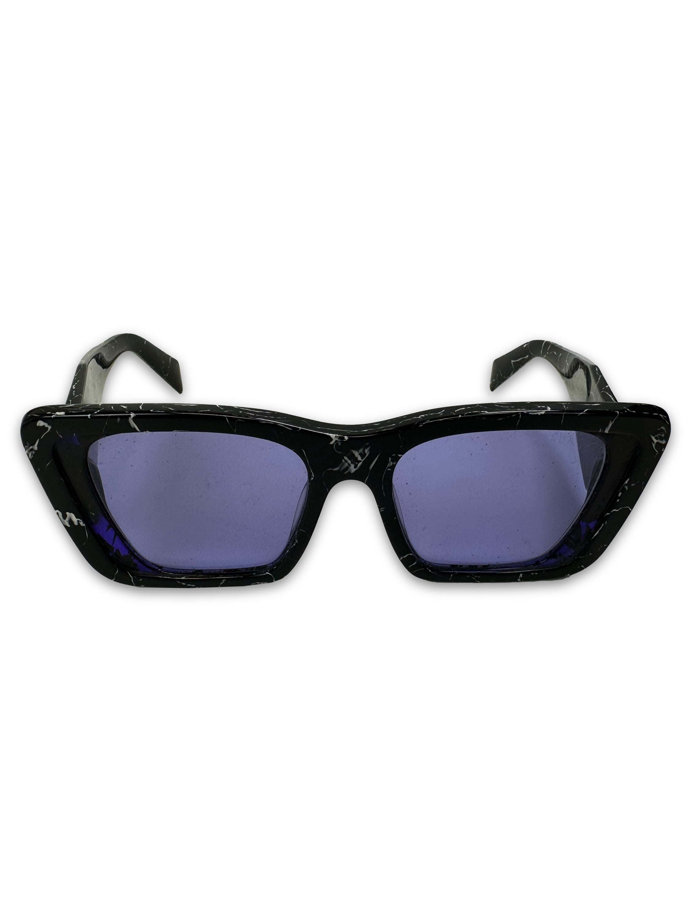 Prada Triangle Logo Geometric Frame Purple Tint Sunglasses