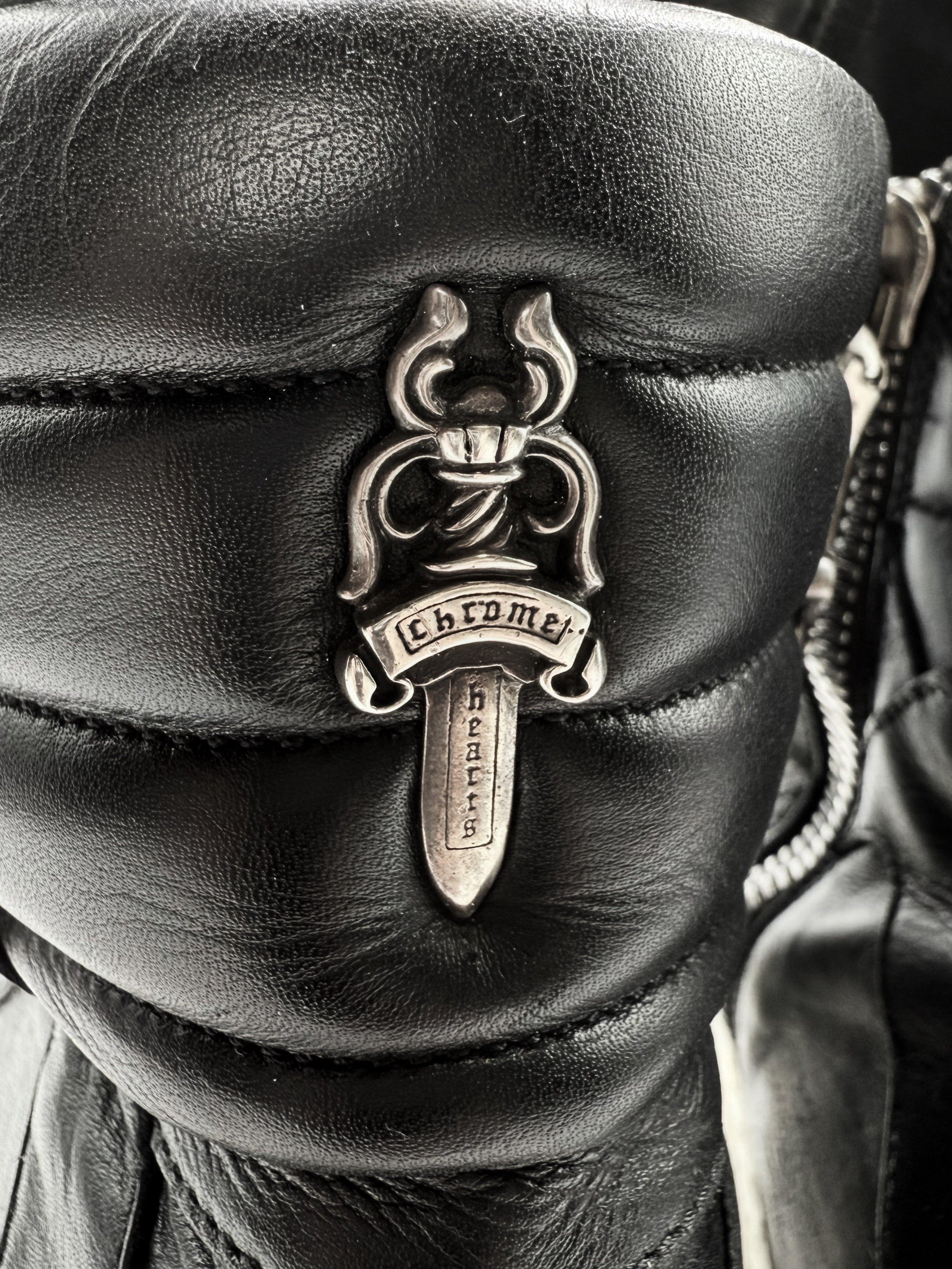 Chrome Hearts x Rick Owens Cross Dagger Hi-top Leather Geobasket Sneakers