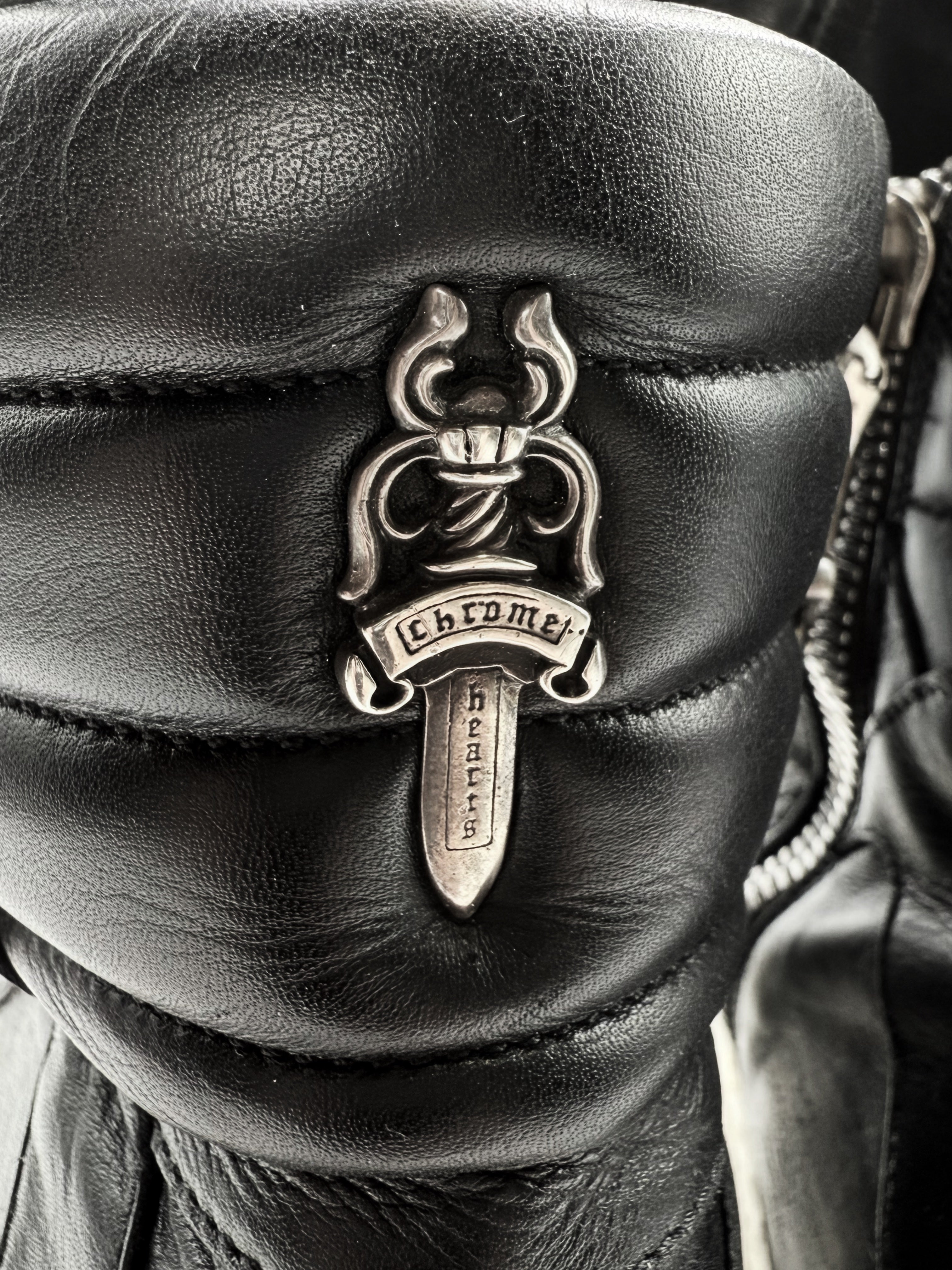 Chrome Hearts x Rick Owens Cross Dagger Hi-top Leather Geobasket Sneakers