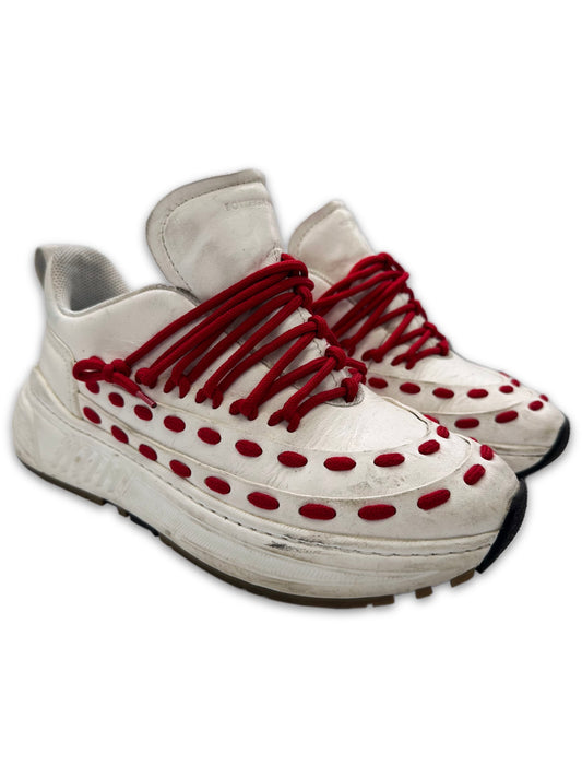 Bottega Veneta ‘Speedster’ Red Laced Low-top Sneakers