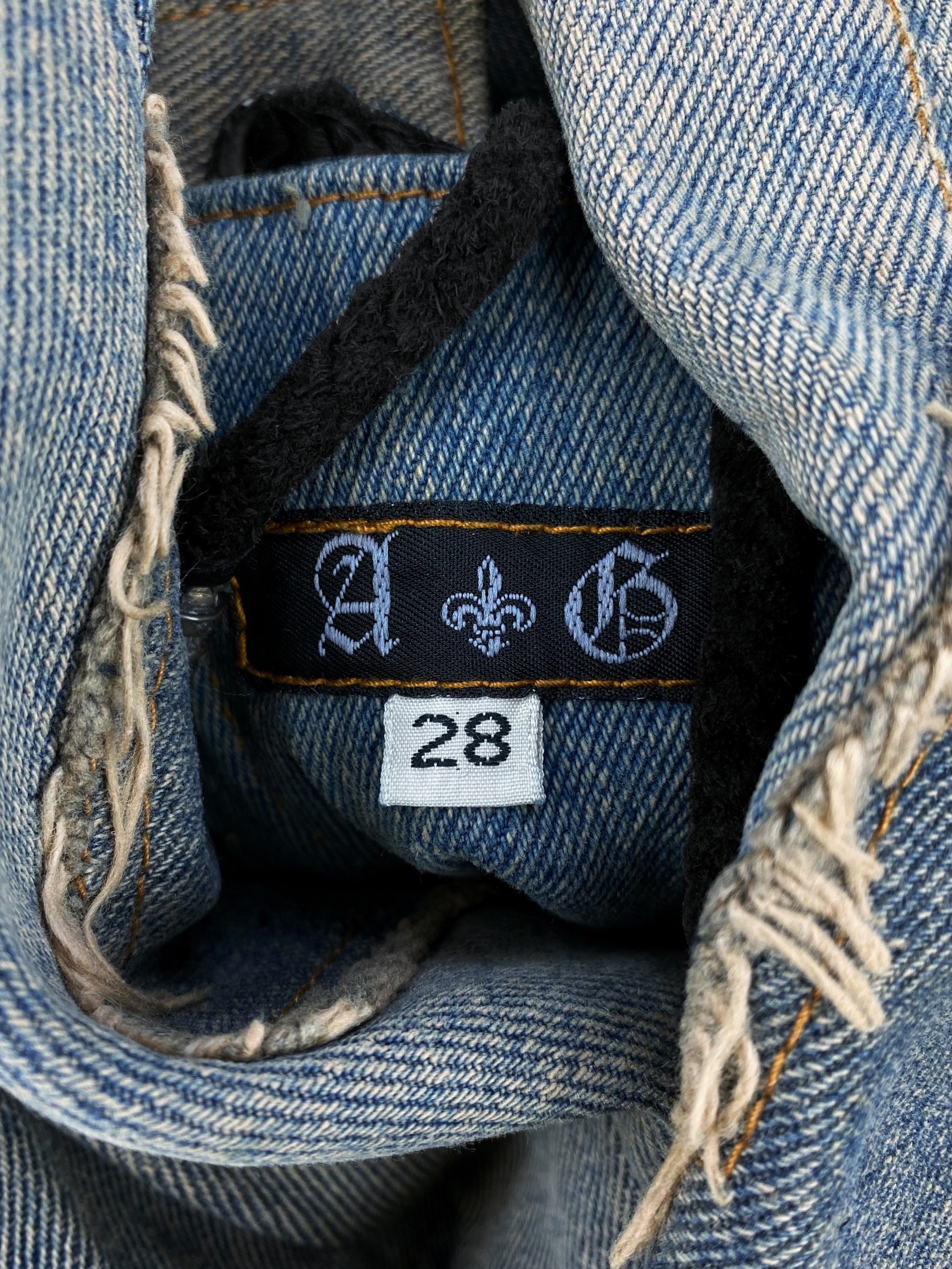 00s A&amp;G Rock ‘n Roll Couture ‘Floury Cross’ Laced Patchwork Denim