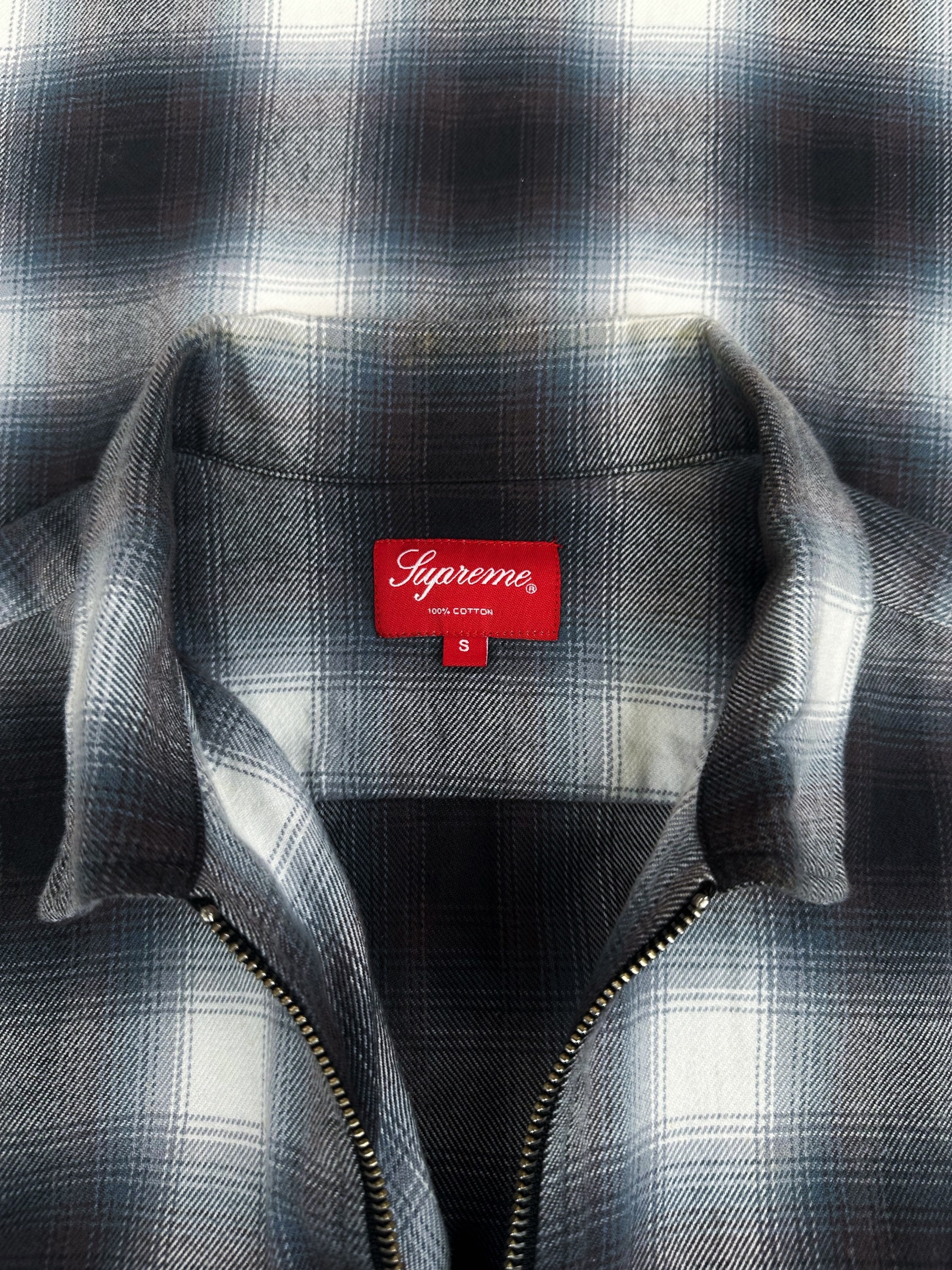 SS16 Supreme Shadow Plaid Full-zip Blue Jacket