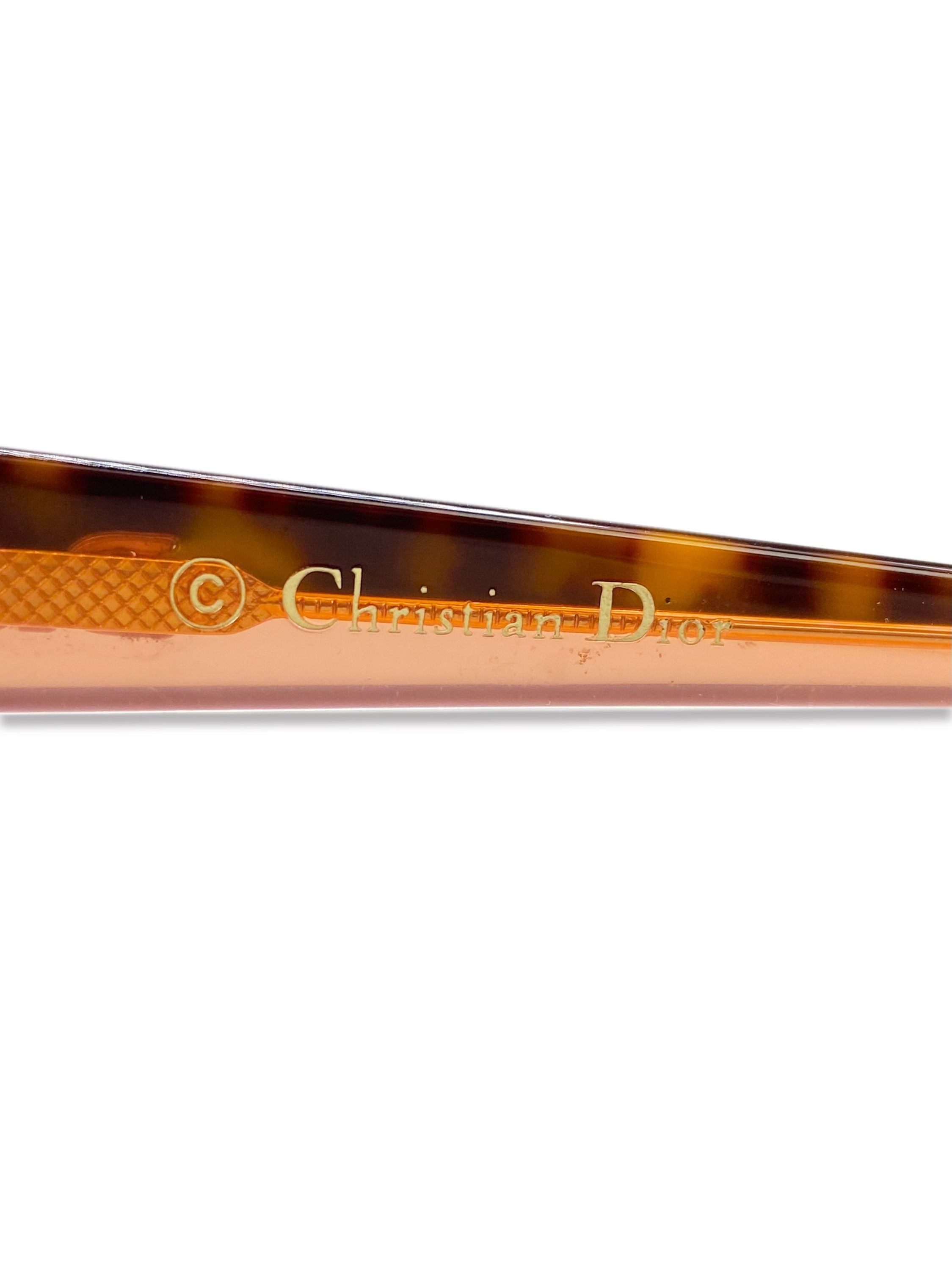 Dior Rose Tint Metallic Logo Cat Eye Glasses