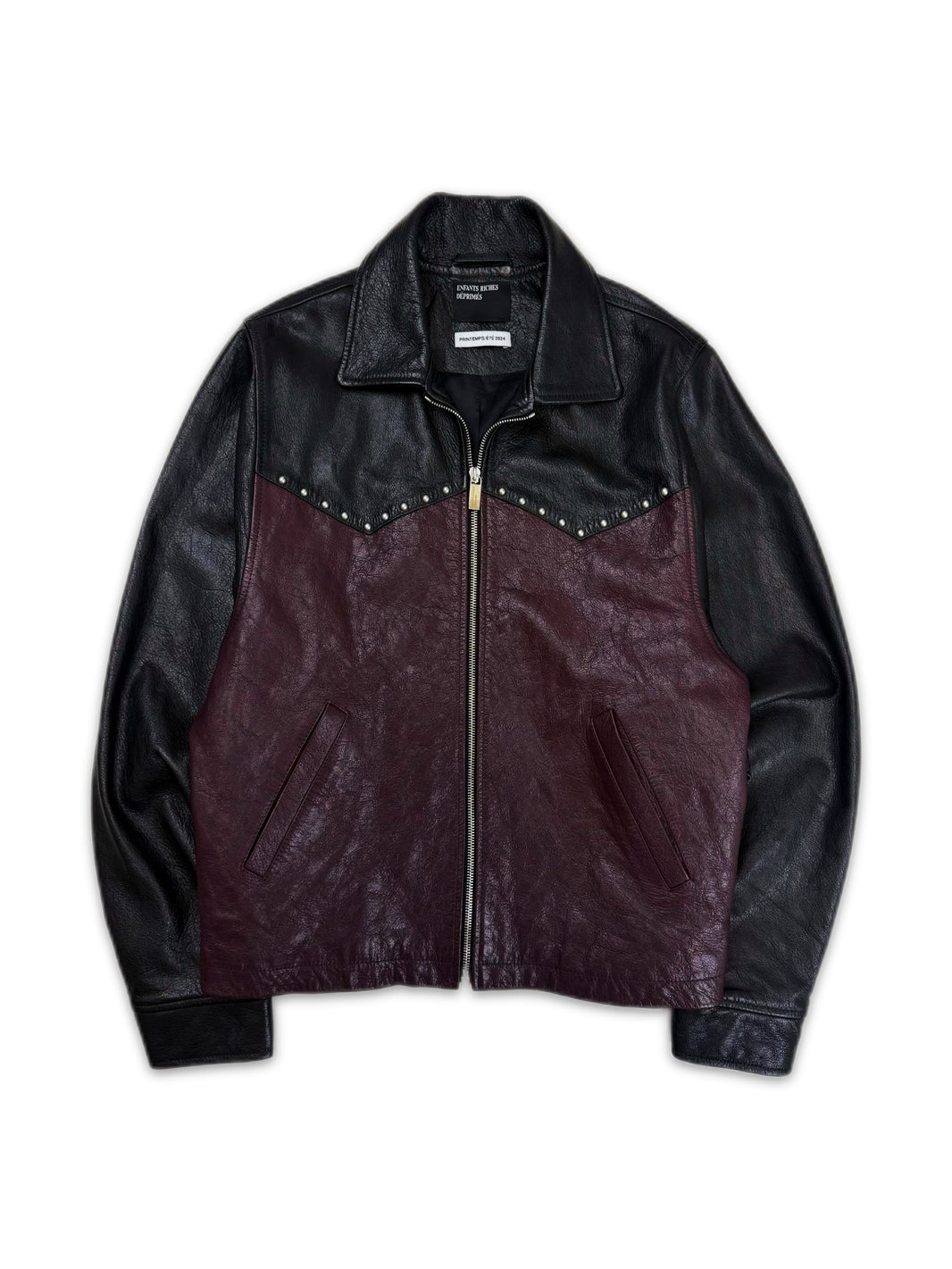 SS24 Enfants Riches Deprimes Studded Two Tone Western Leather Jacket