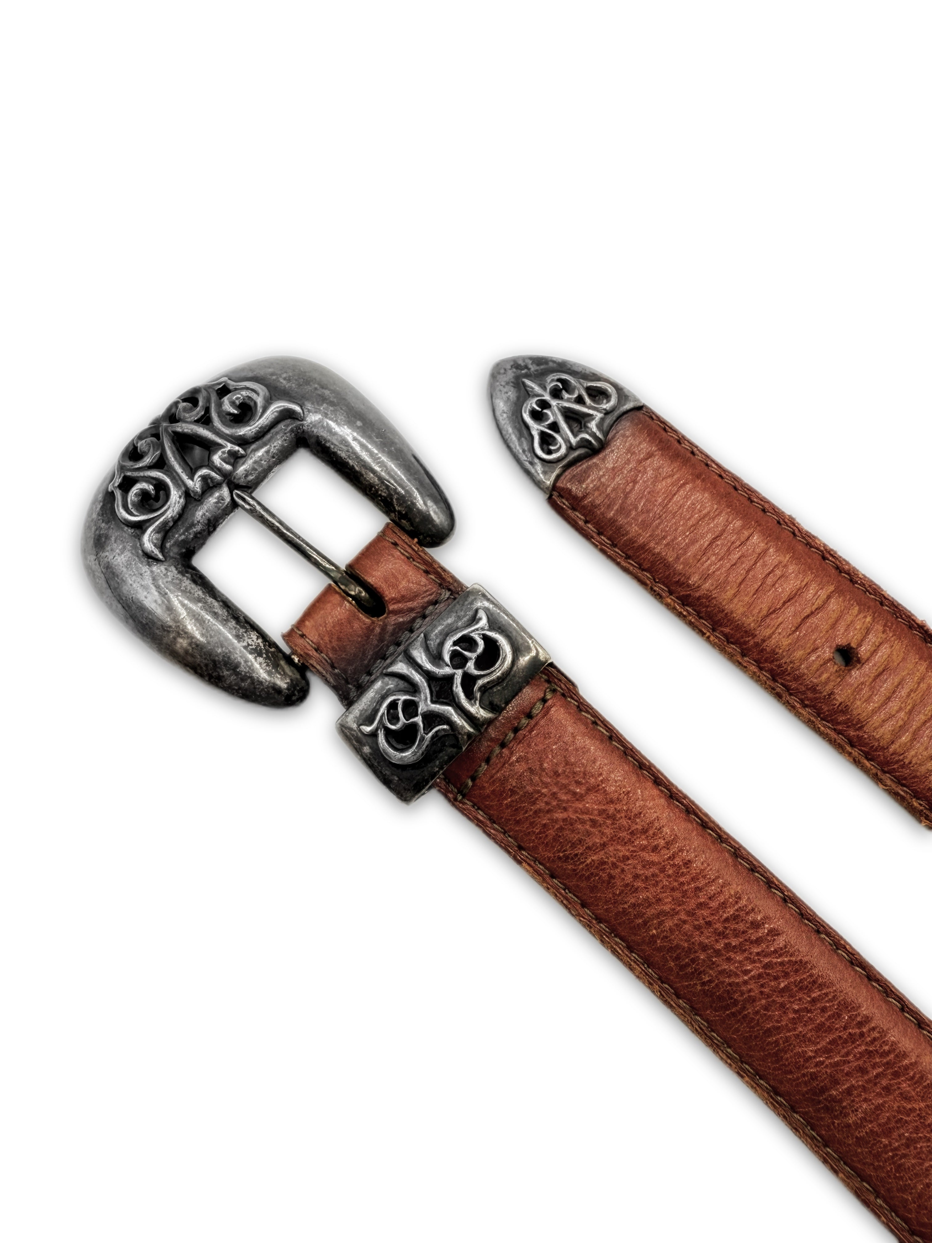 Chrome Hearts 3 Piece Brown Leather 1 in Western Belt