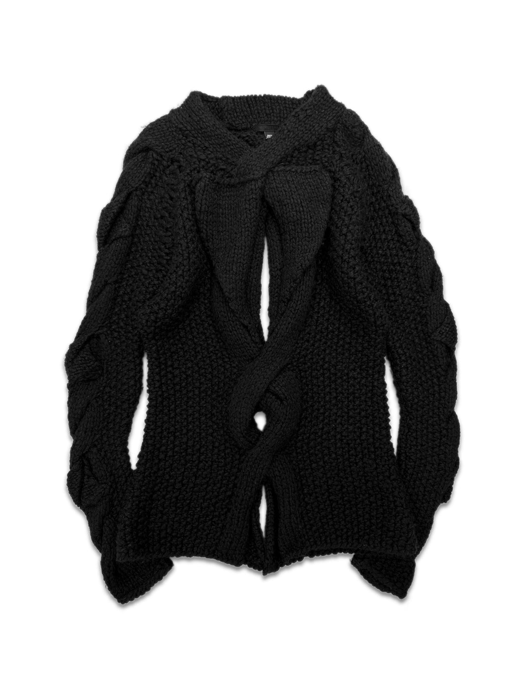 SS02 Helmut Lang ‘Braided’ Cashmere Black Cut Out Knitted Sweater