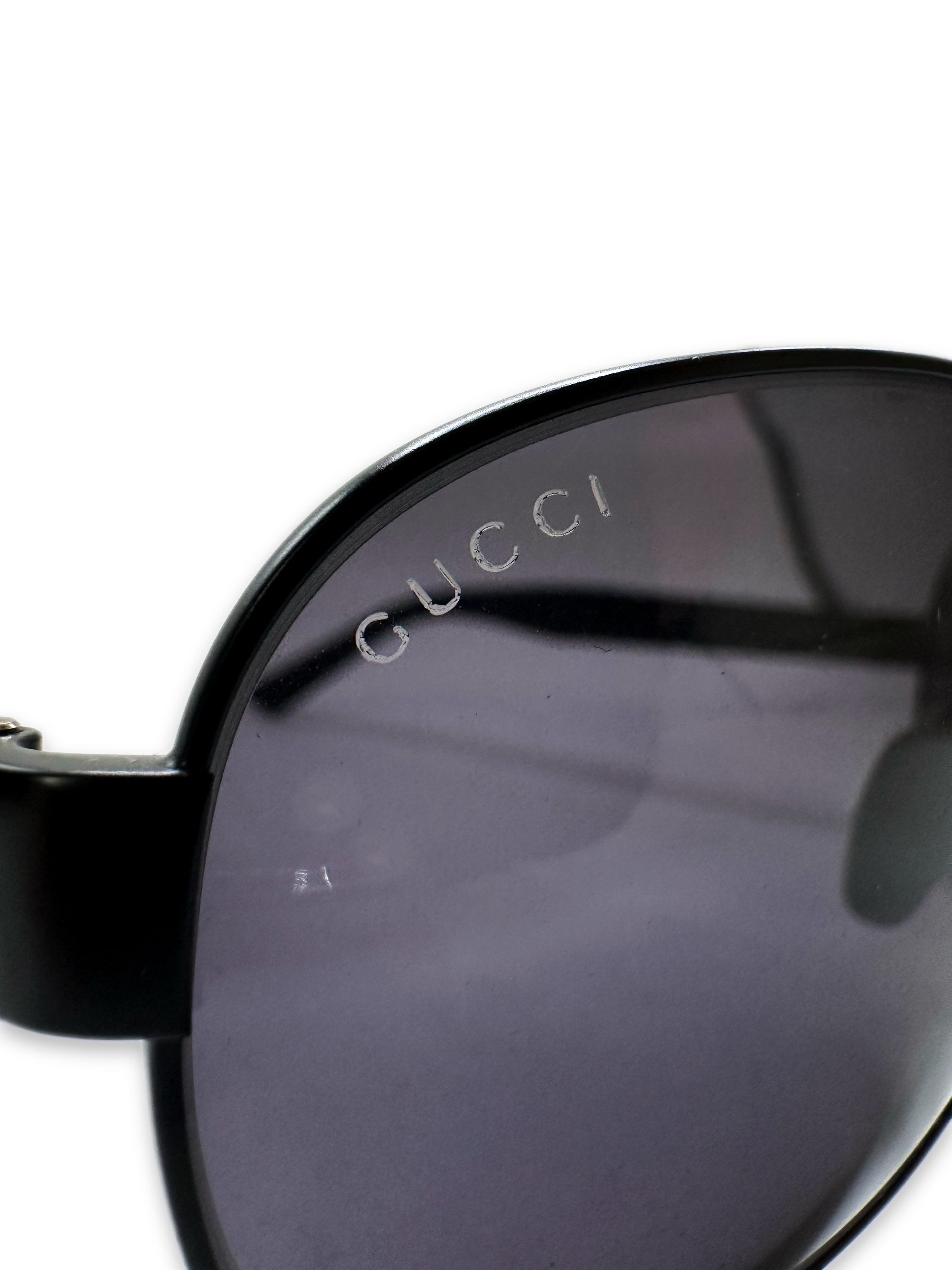 00s Gucci Triple Stripe Etched Aviator Sunglasses