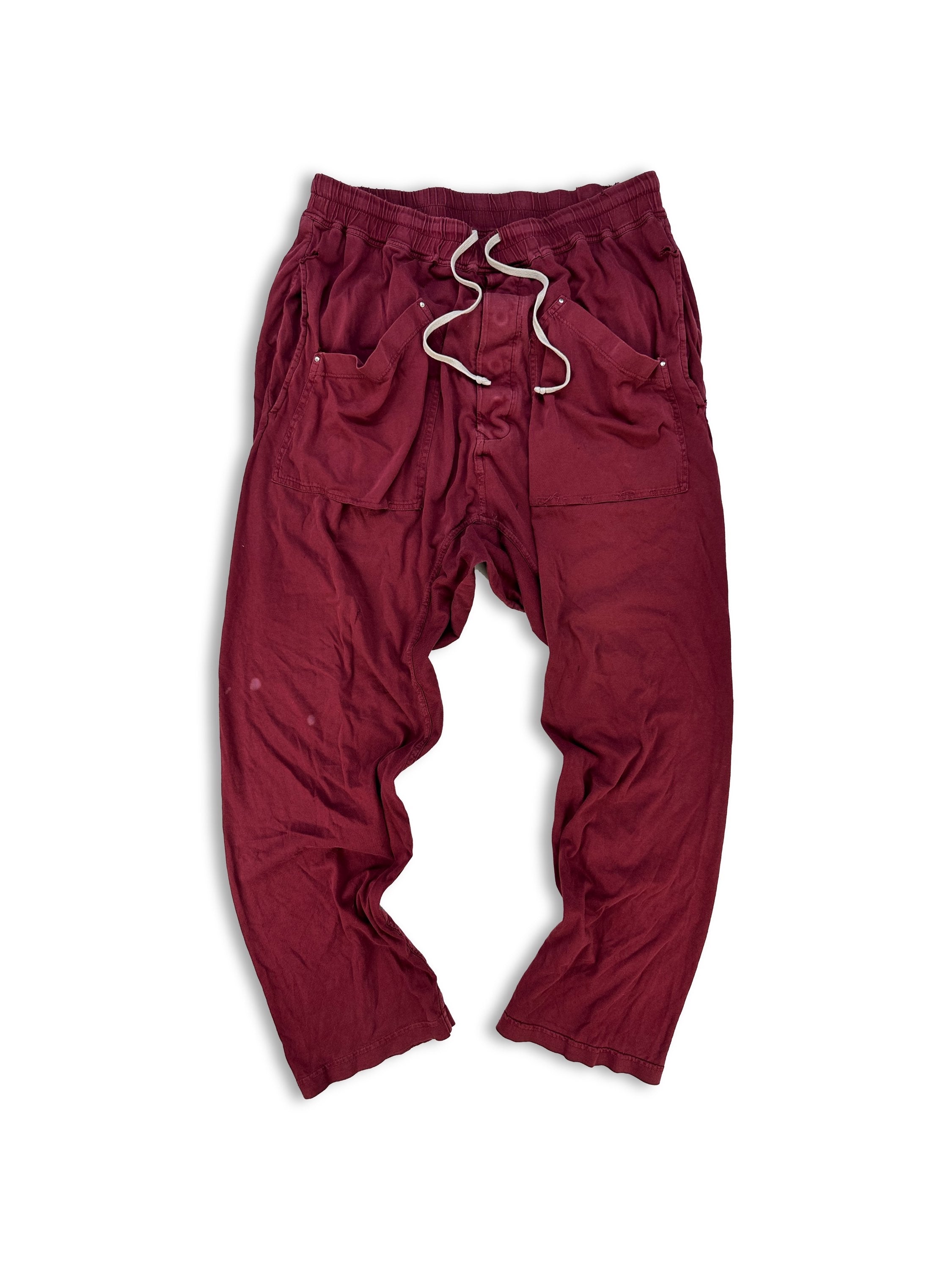 Rick Owens Muted Red Drawstring Sweat Pants